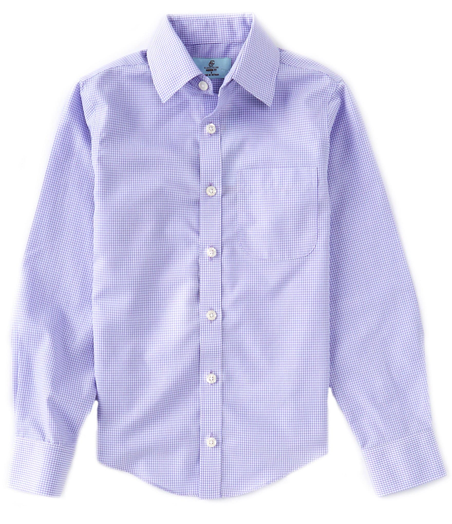 Class Club Big Boys 8-20 Gingham Long Sleeve Button Down Shirt