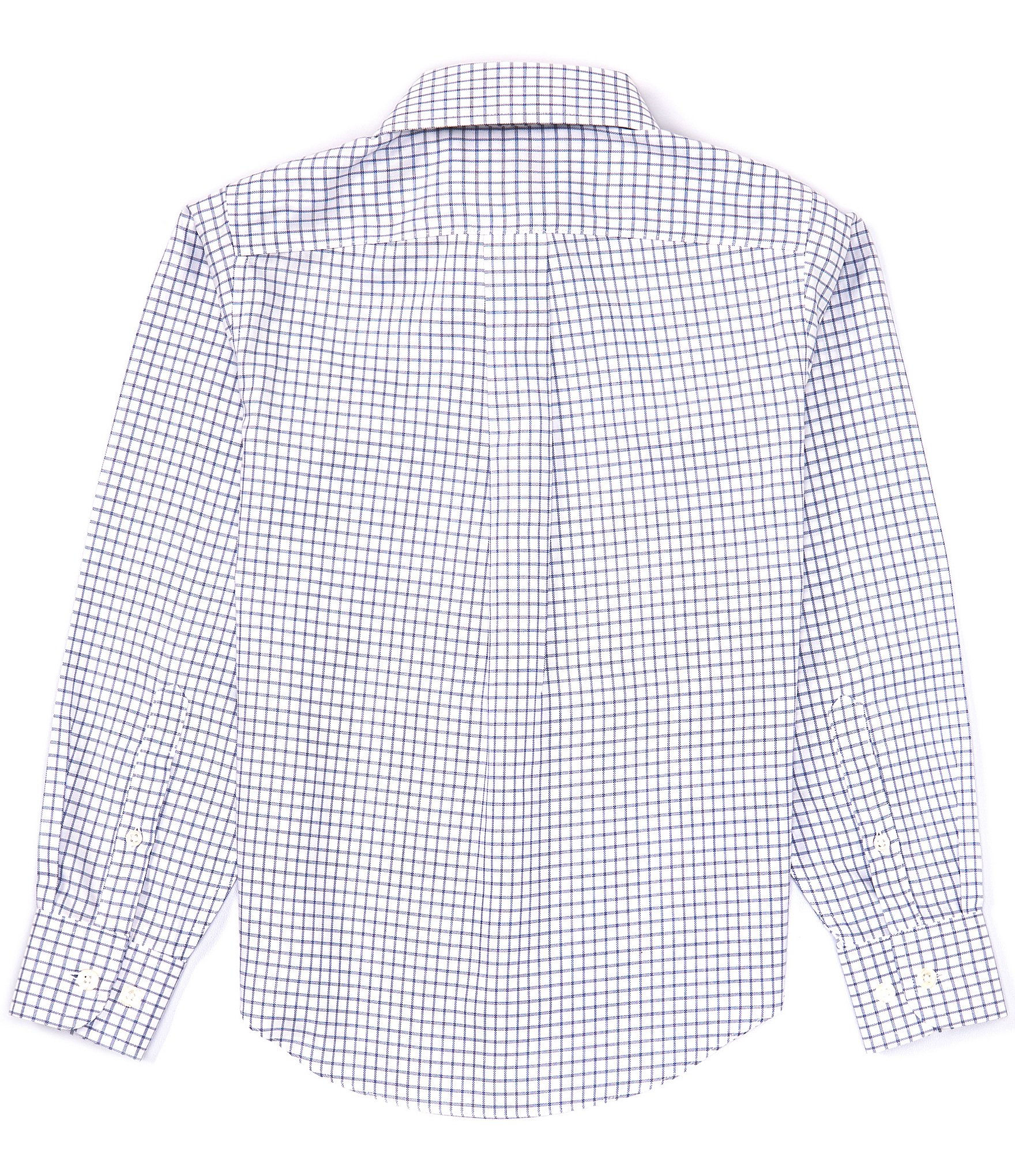 Class Club Big Boys 8-20 Non-Iron Long Sleeve Blue Grid Dress Shirt