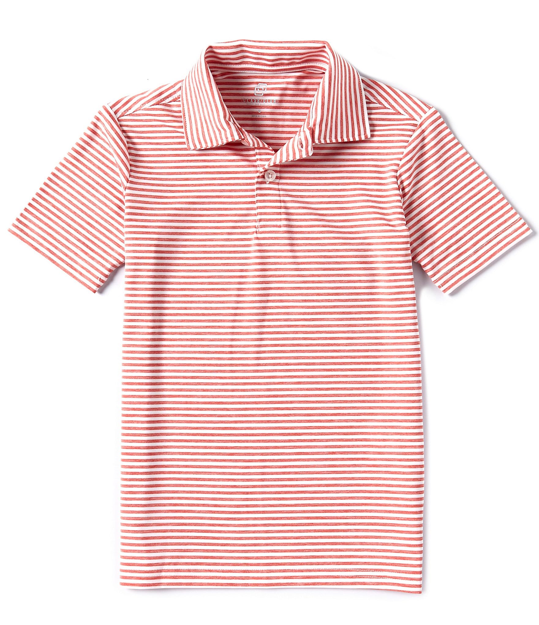 Class Club Big Boys 8-20 Short Sleeve Heather Feeder Stripe Synthetic Polo Shirt