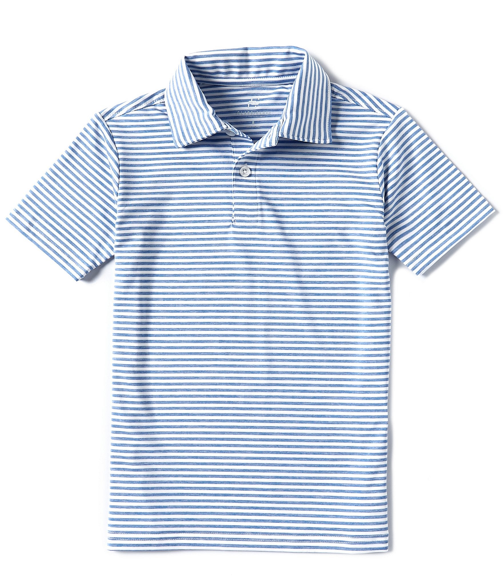 Class Club Big Boys 8-20 Short Sleeve Heather Feeder Stripe Synthetic Polo Shirt