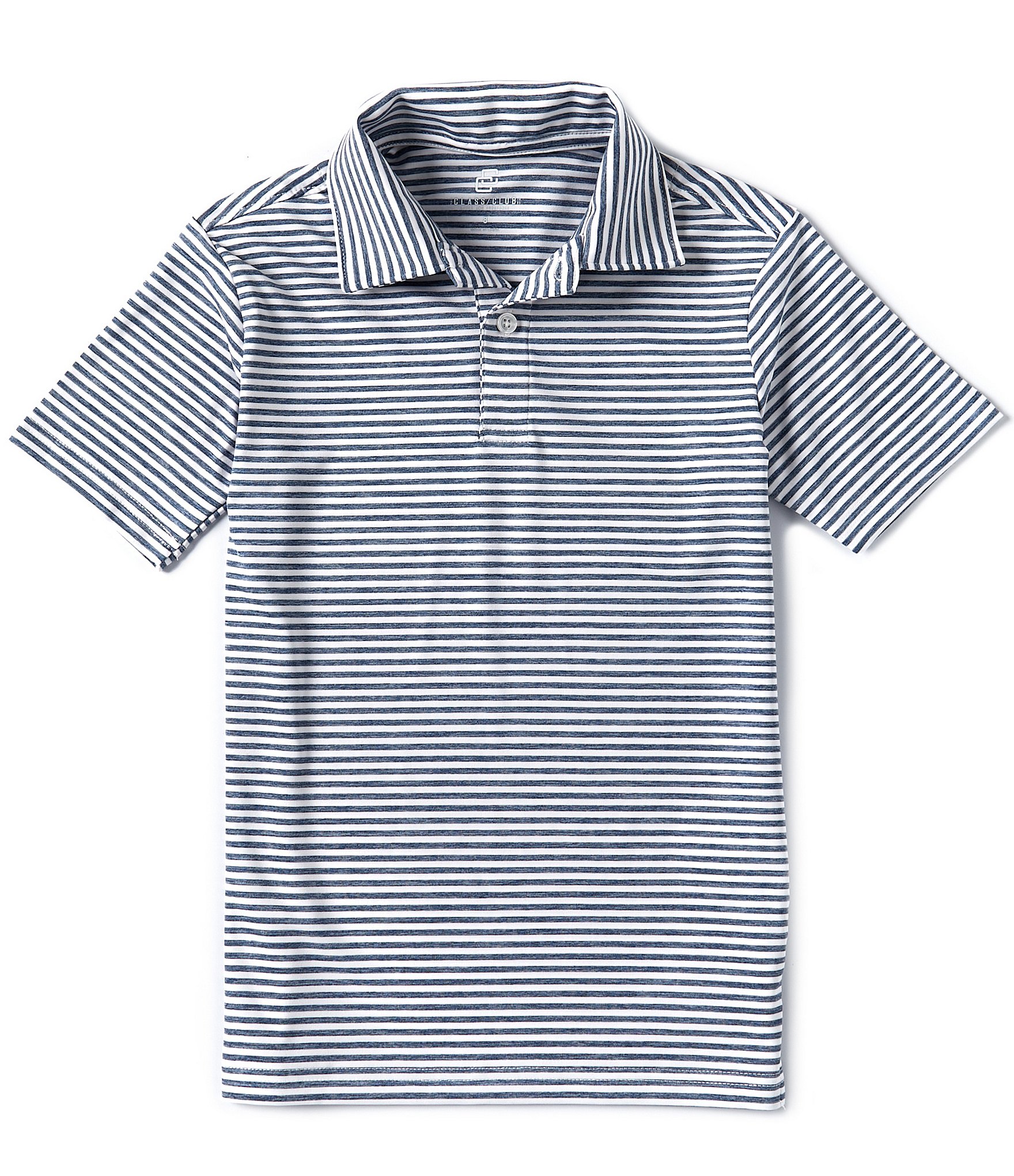 Class Club Big Boys 8-20 Short Sleeve Heather Feeder Stripe Synthetic Polo Shirt