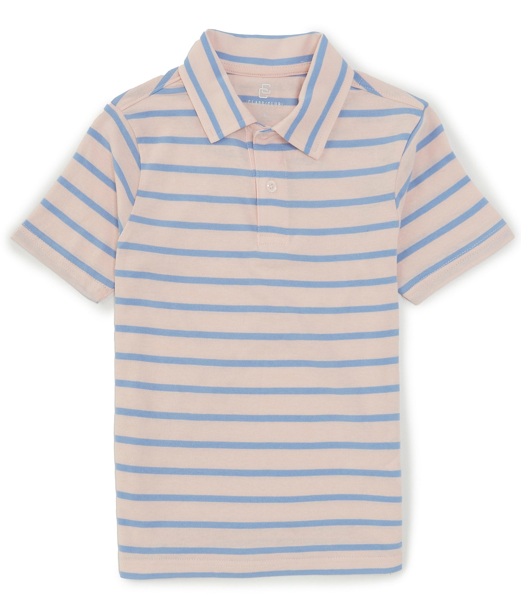 Class Club Big Boys 8-20 Short Sleeve Jersey Striped Polo Shirt