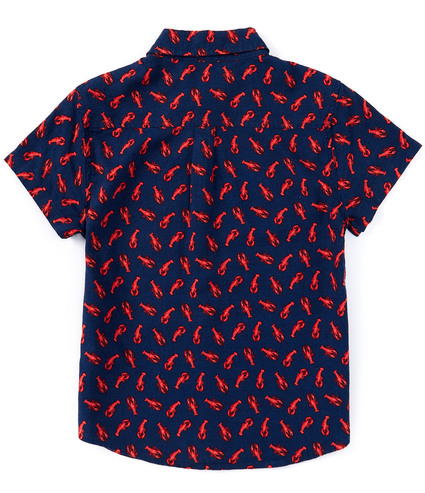 Class Club Big Boys 8-20 Short Sleeve Lobster Print Button-Front Linen Blend Shirt