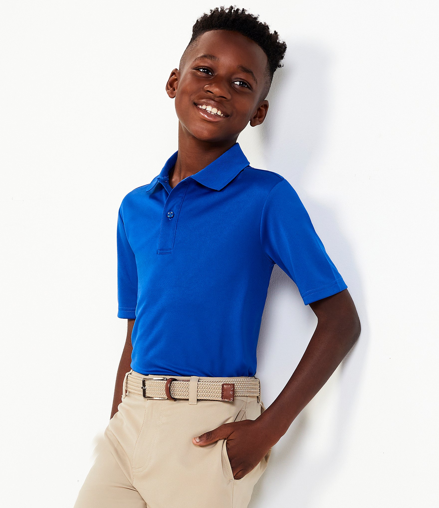 Class Club Big Boys 8-20 Short-Sleeve Double-Knit Synthetic Performance Polo Shirt