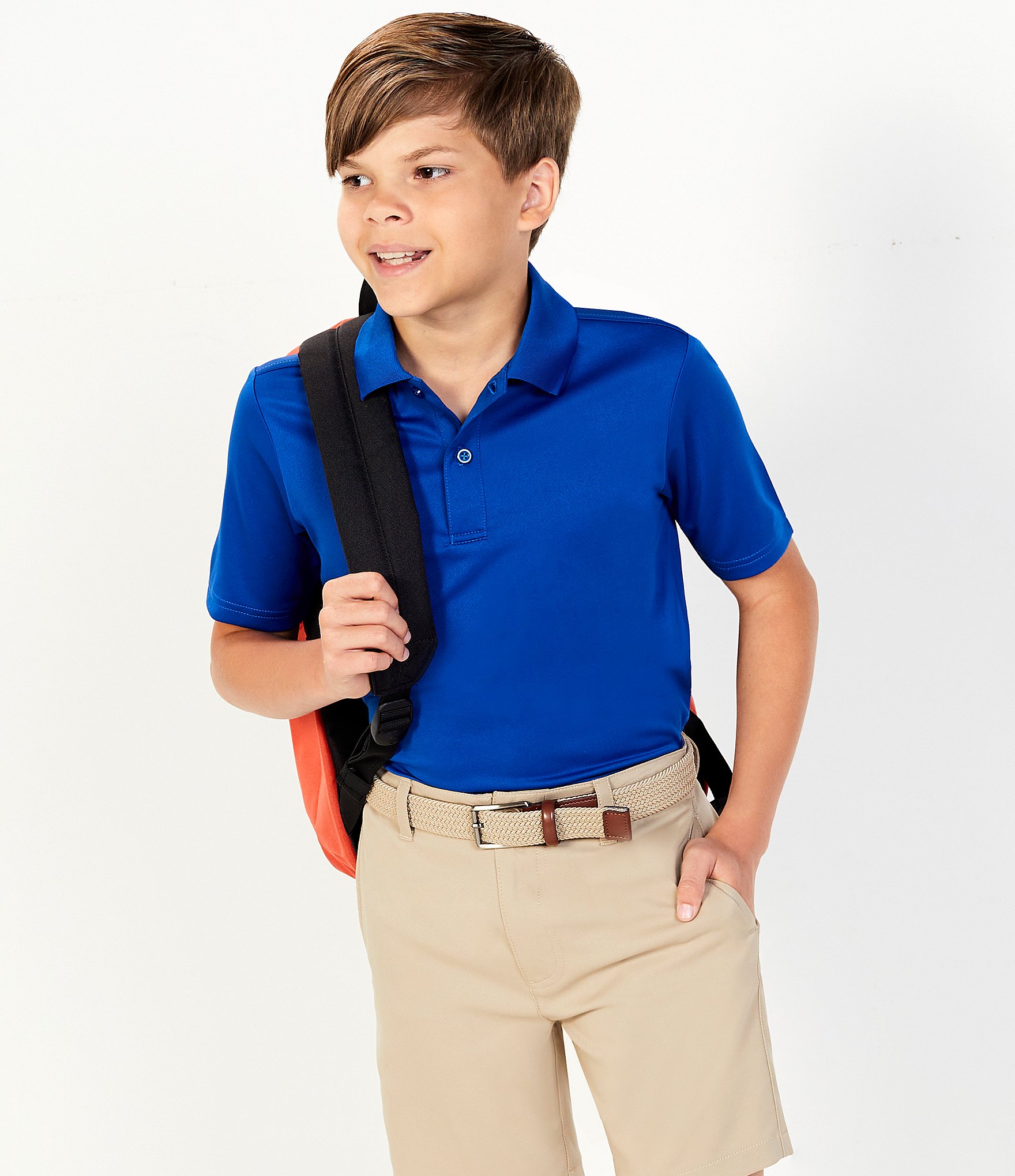 Class Club Big Boys 8-20 Short-Sleeve Double-Knit Synthetic Performance Polo Shirt