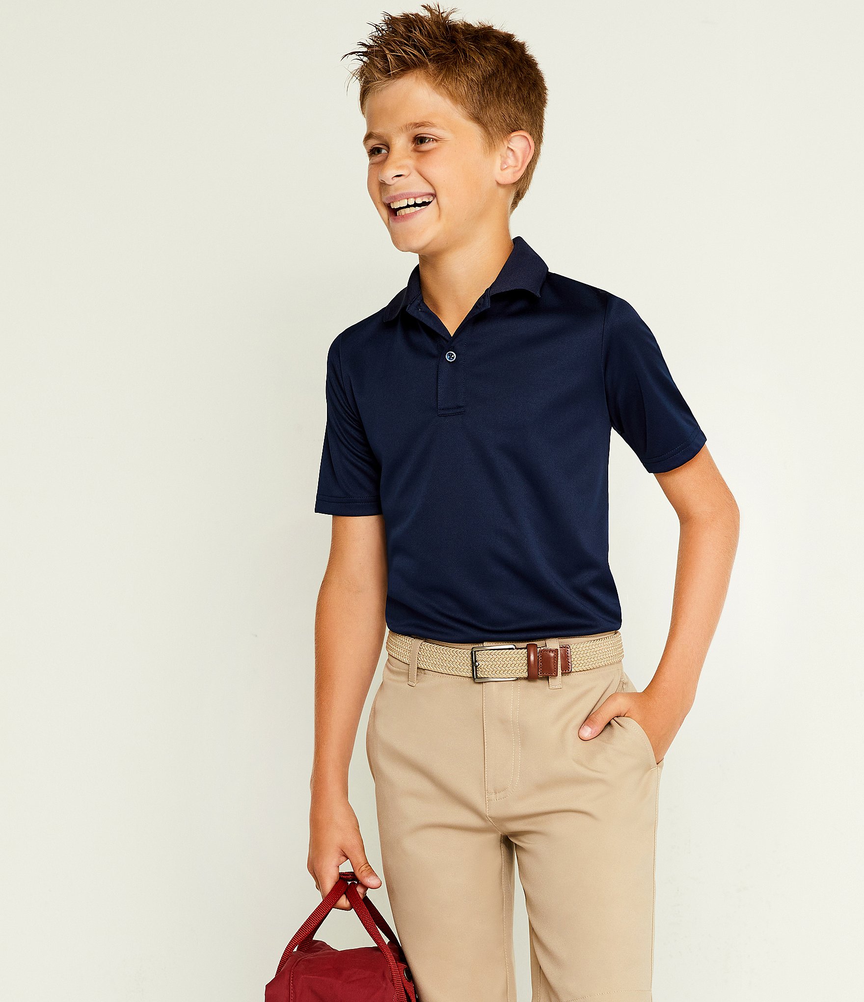 Class Club Big Boys 8-20 Short-Sleeve Double-Knit Synthetic Performance Polo Shirt