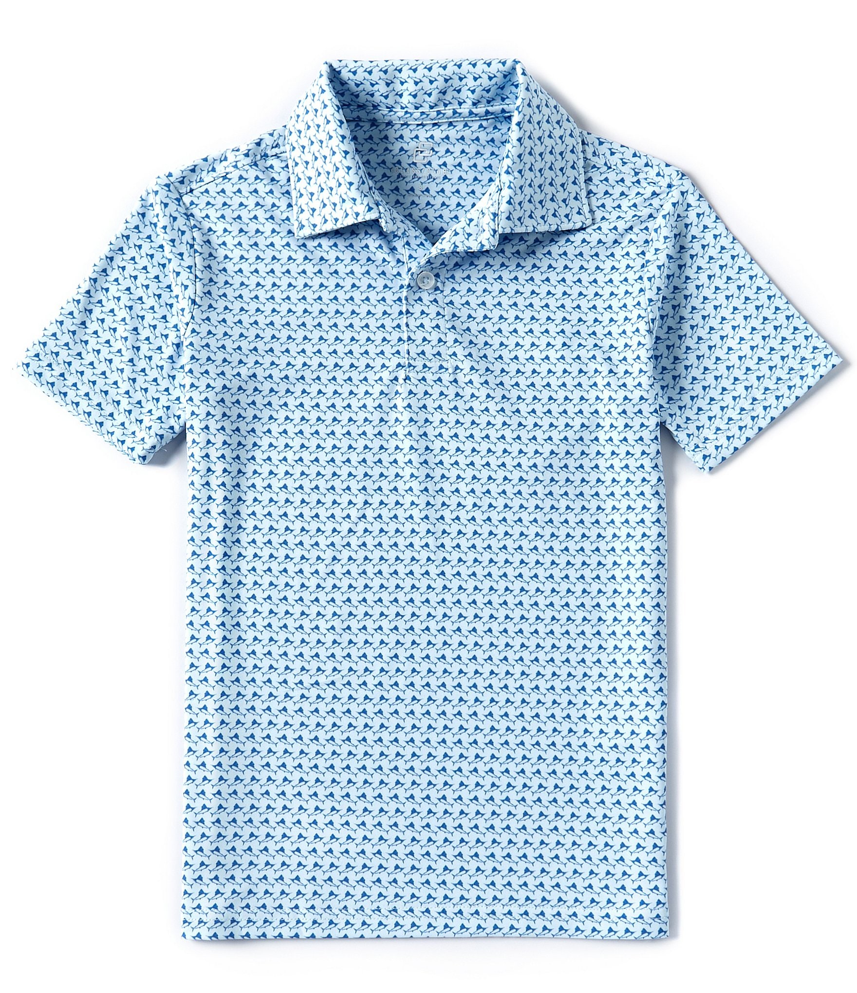 Class Club Big Boys 8-20 Short Sleeve Synthetic Swordfish Print Polo Shirt