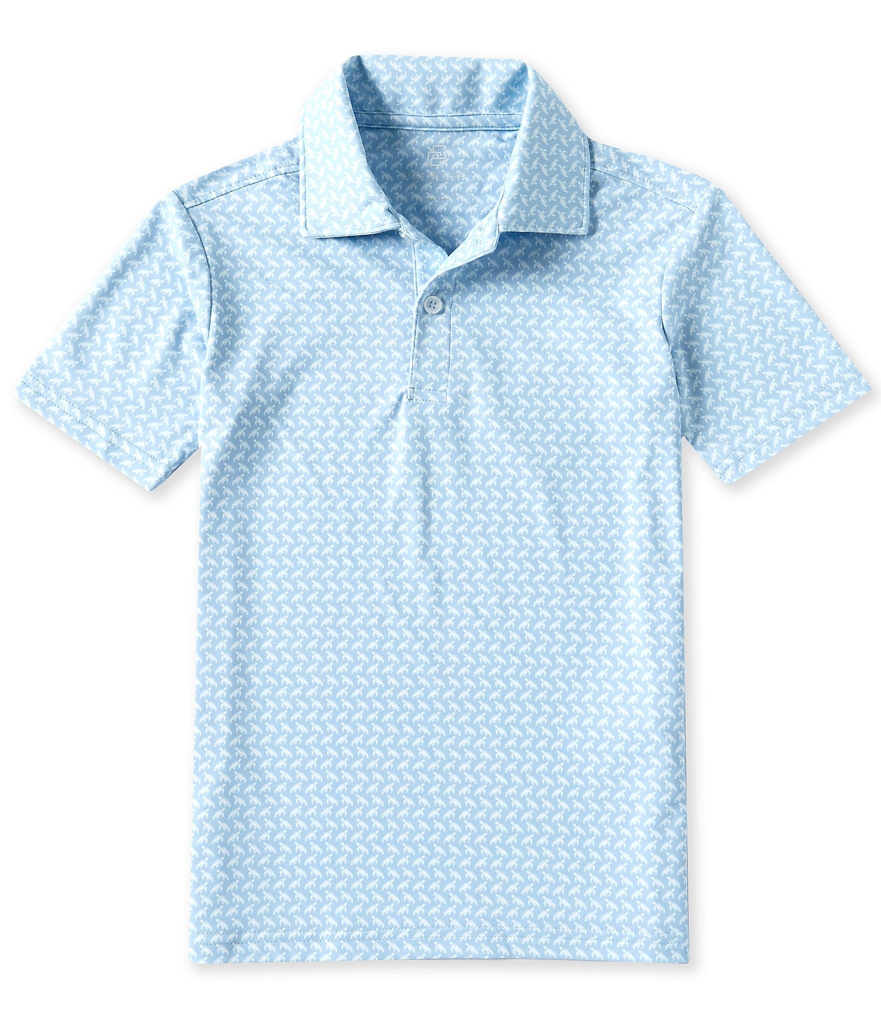 Class Club Big Boys 8-20 Short Sleeve Micro Turtle Print Synthetic Polo Shirt