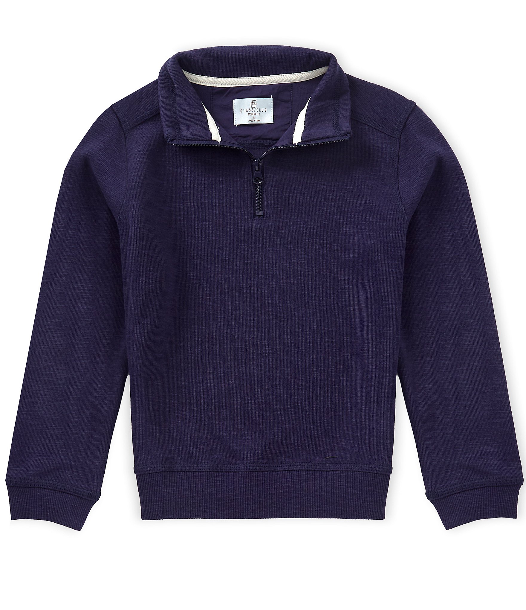 Class Club Big Boys Long Sleeve Quarter Zip Slub Pullover