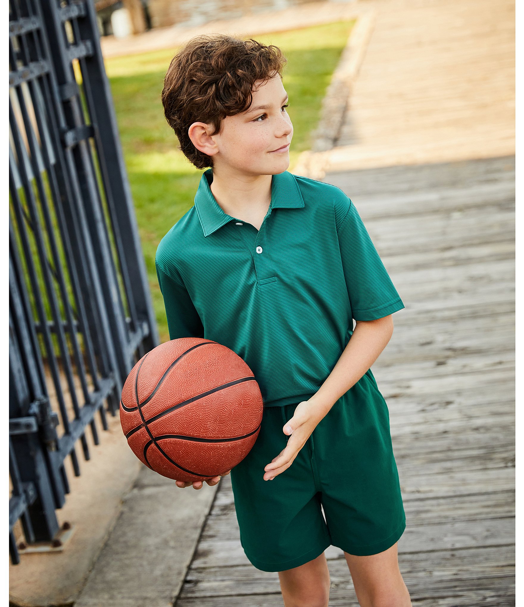 Class Club Big Boys Micro Stripe Synthetic Polo Shirt