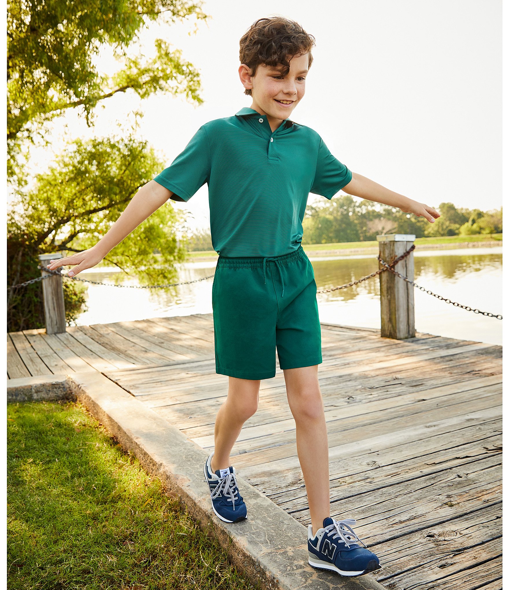 Class Club Big Boys Micro Stripe Synthetic Polo Shirt