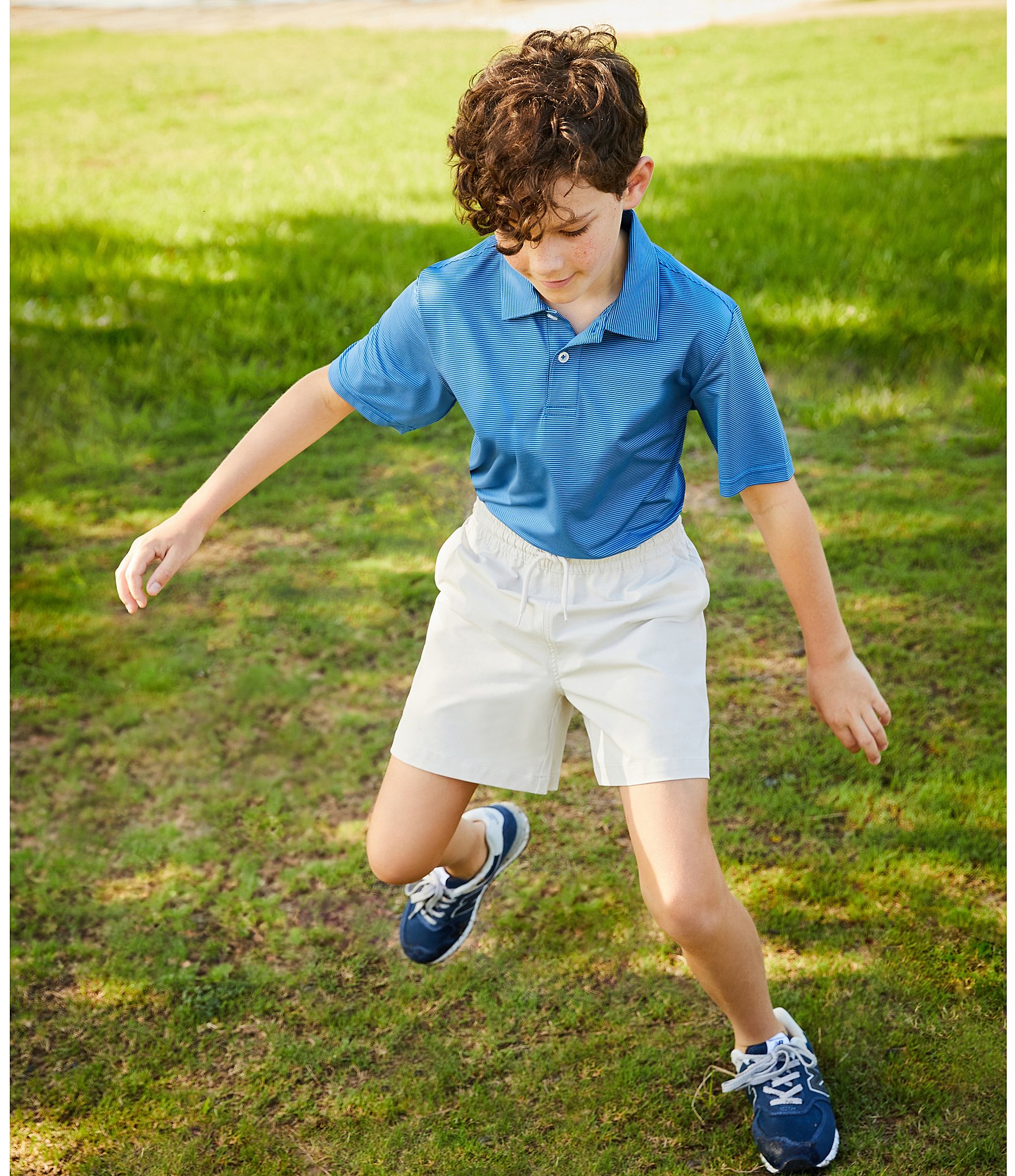 Class Club Big Boys Micro Stripe Synthetic Polo Shirt