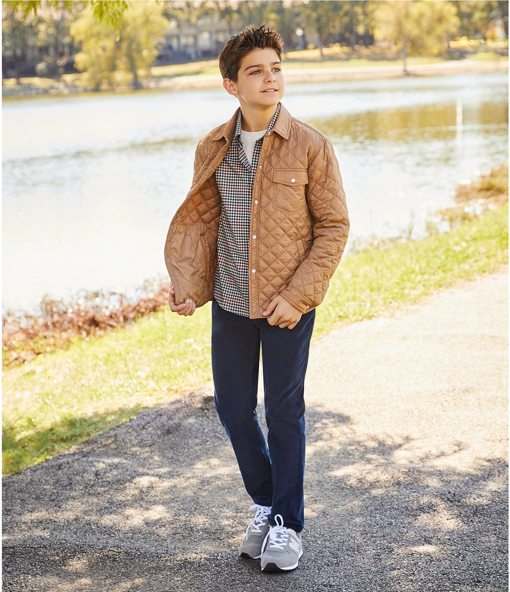 Class Club Big Boys Window Pane Check Button-Front Long Sleeve Shirt