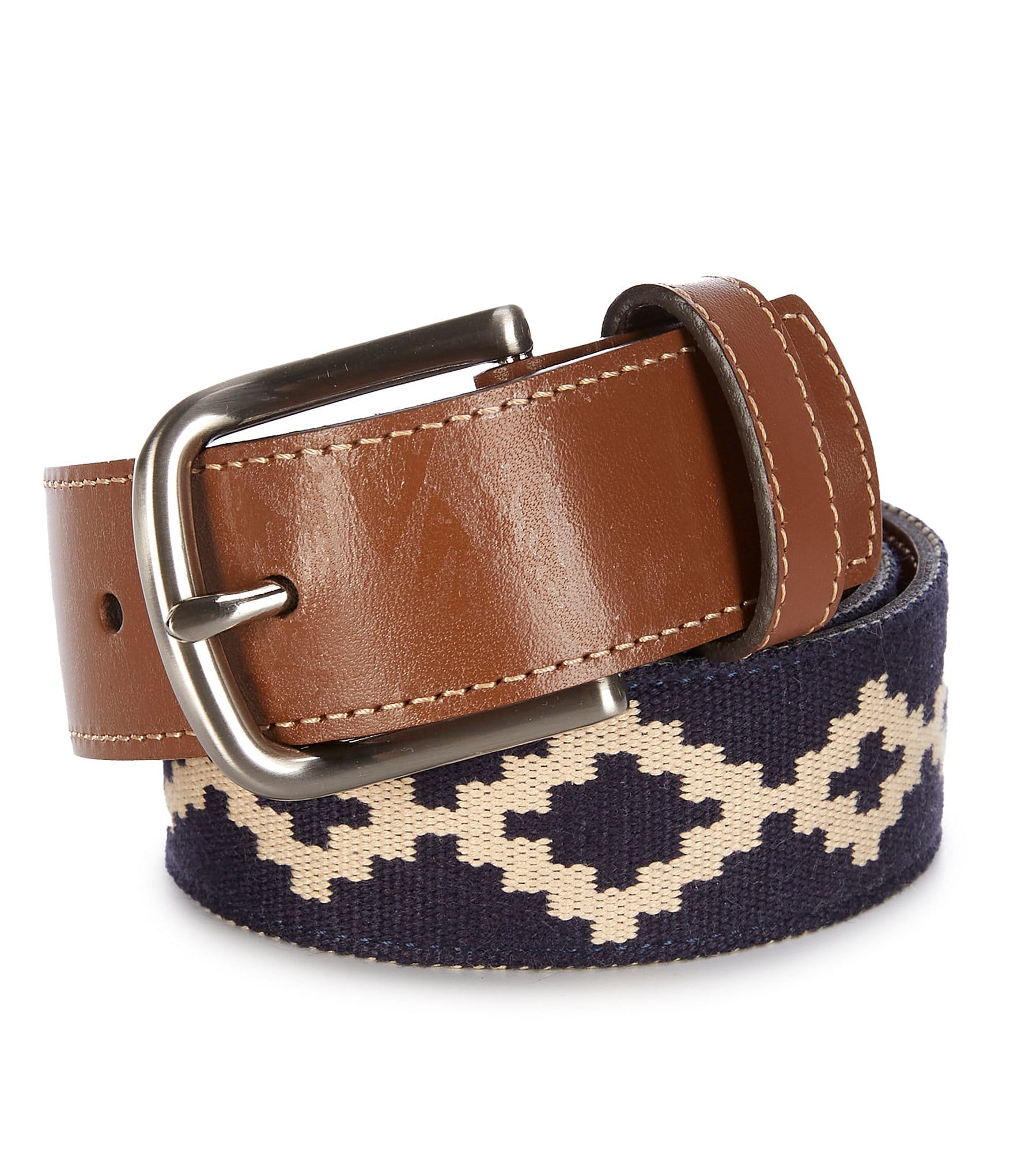 Class Club Boys Geometric Pattern Leather Belt