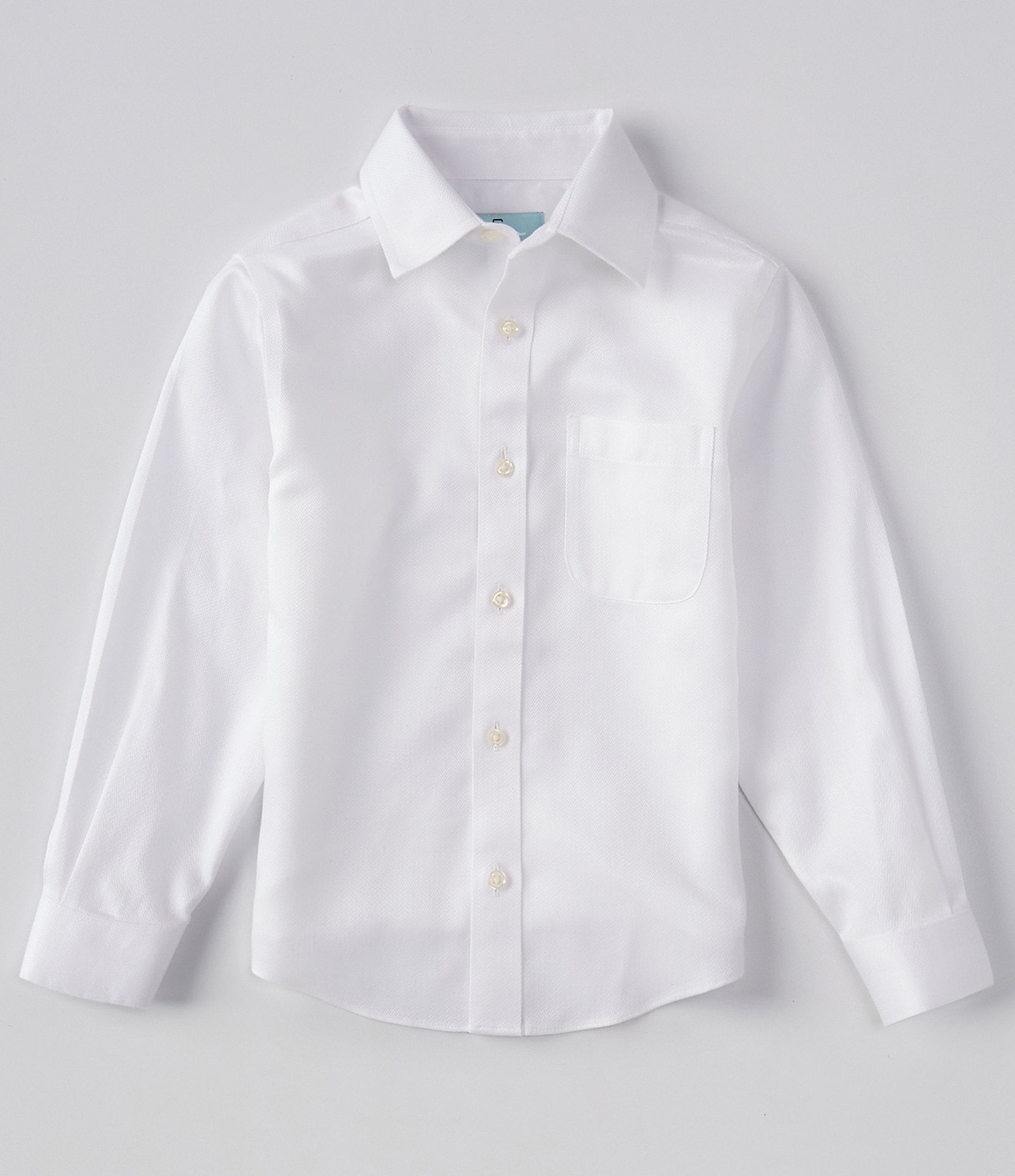 Boys Solid Spread Collar Shirt - White