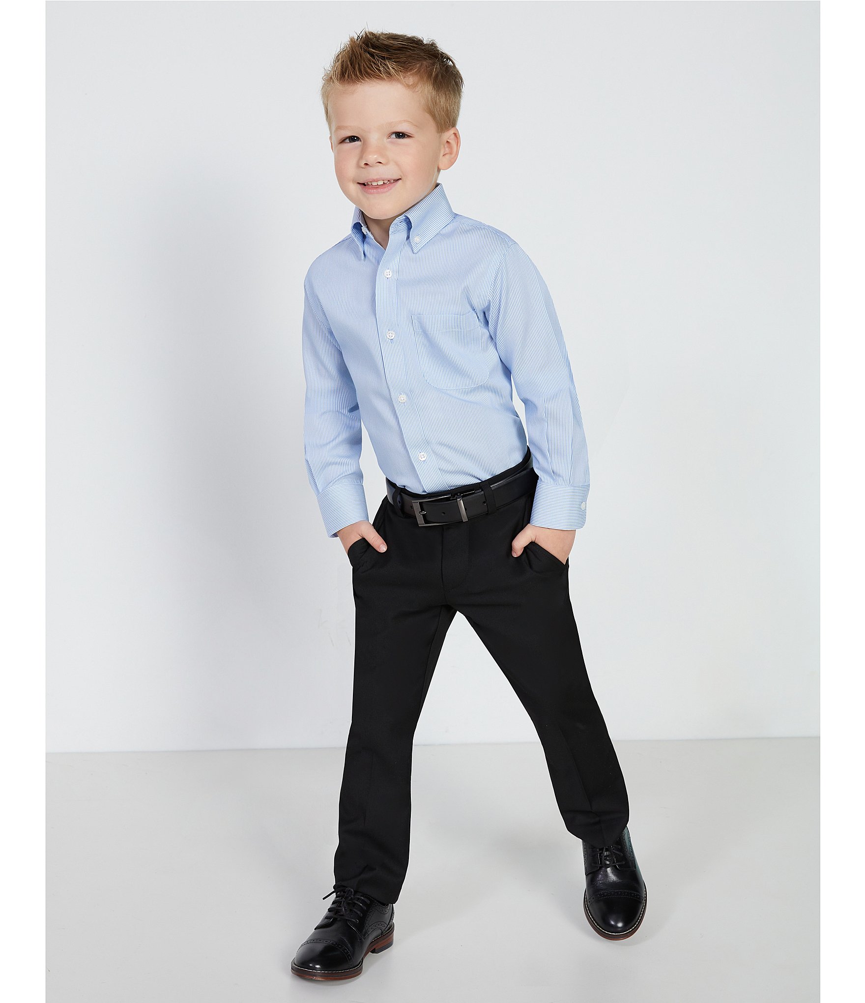 Class Club Little Boys 2T-7 Long-Sleeve Non-Iron Micro Stripe Button-Front Shirt