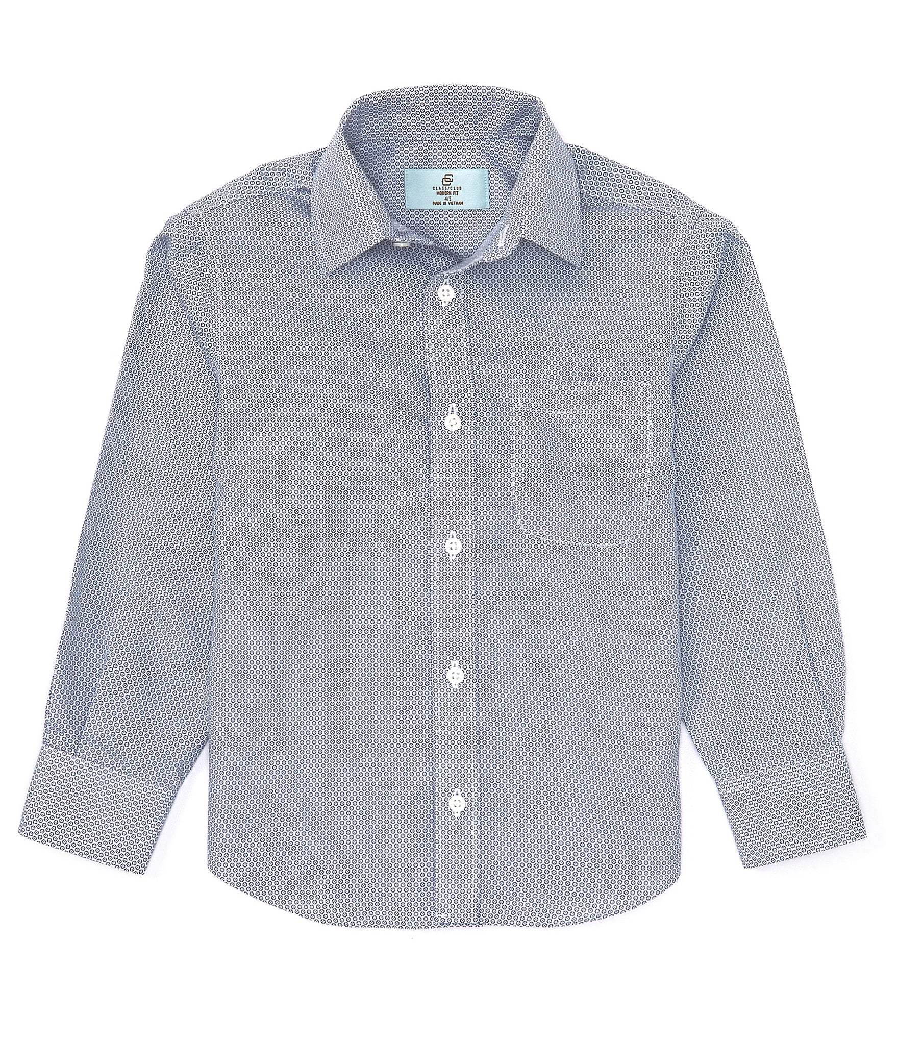 Class Club Little Boys 2T-7 Long Sleeve Blue Print Dress Shirt | Dillard's