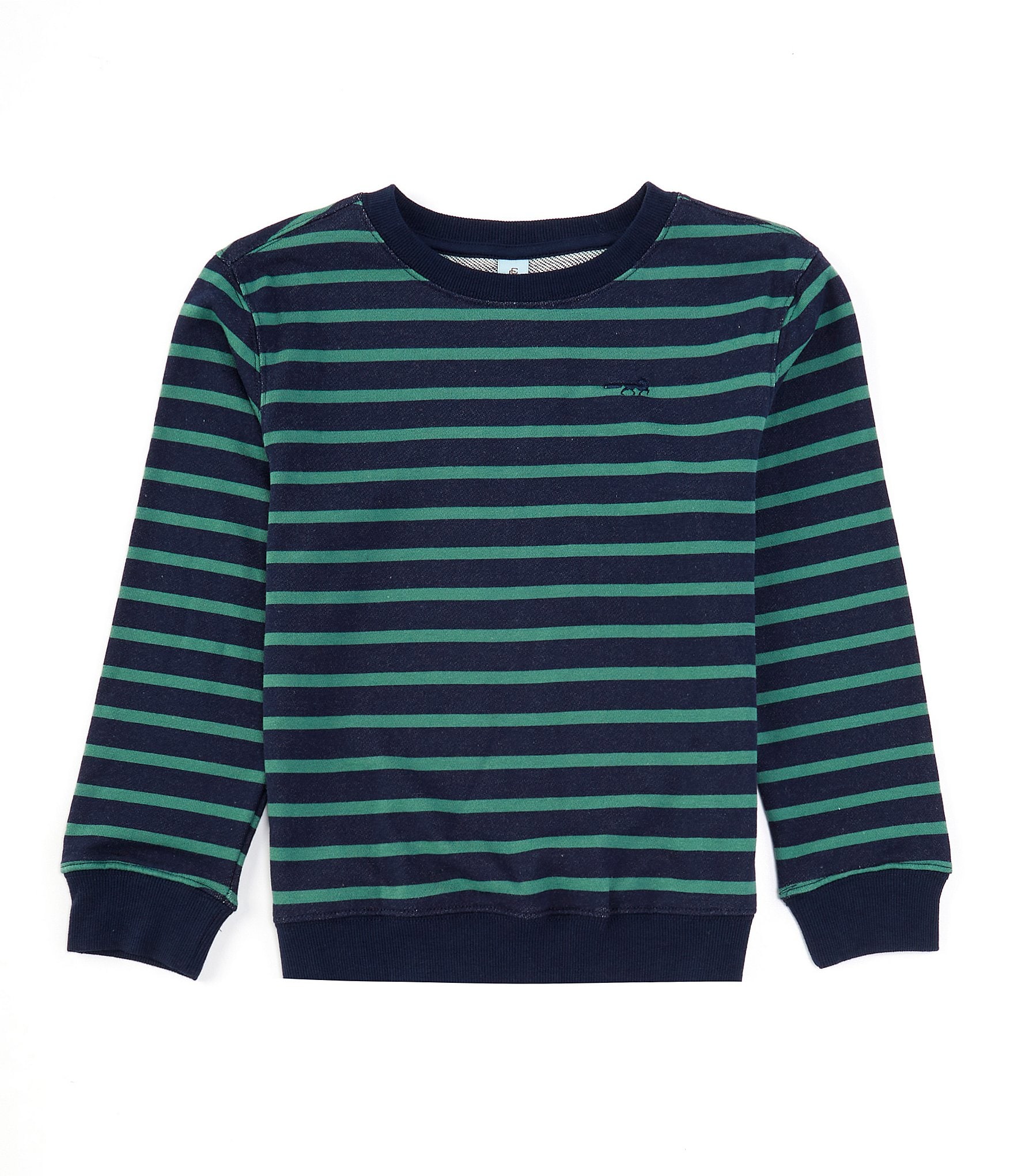 Class Club Little Boys 2T-7 Long Sleeve French Terry Stripe Crew Neck Pullover