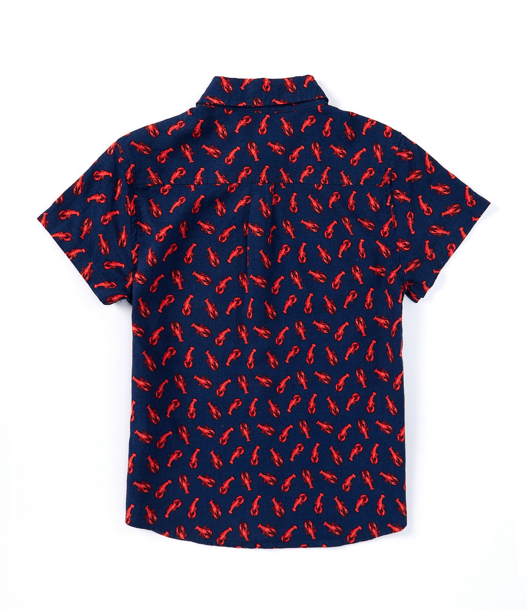 Class Club Little Boys 2T-7 Short Sleeve Lobster Print Button-Front Lined Blend Shirt