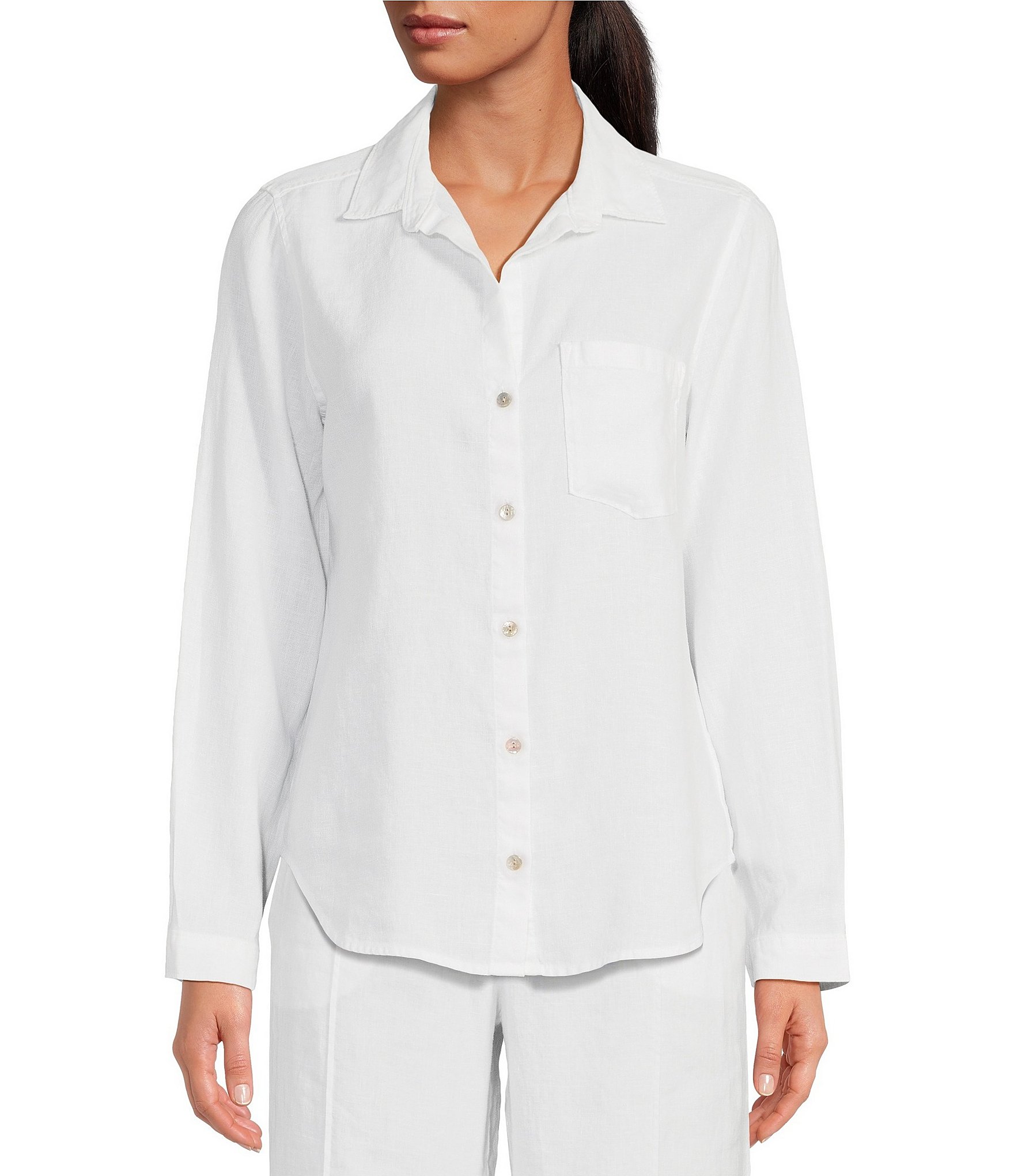 Cloth shops & Stone Women's White Tencel Everyday Classic Button Down Shirt