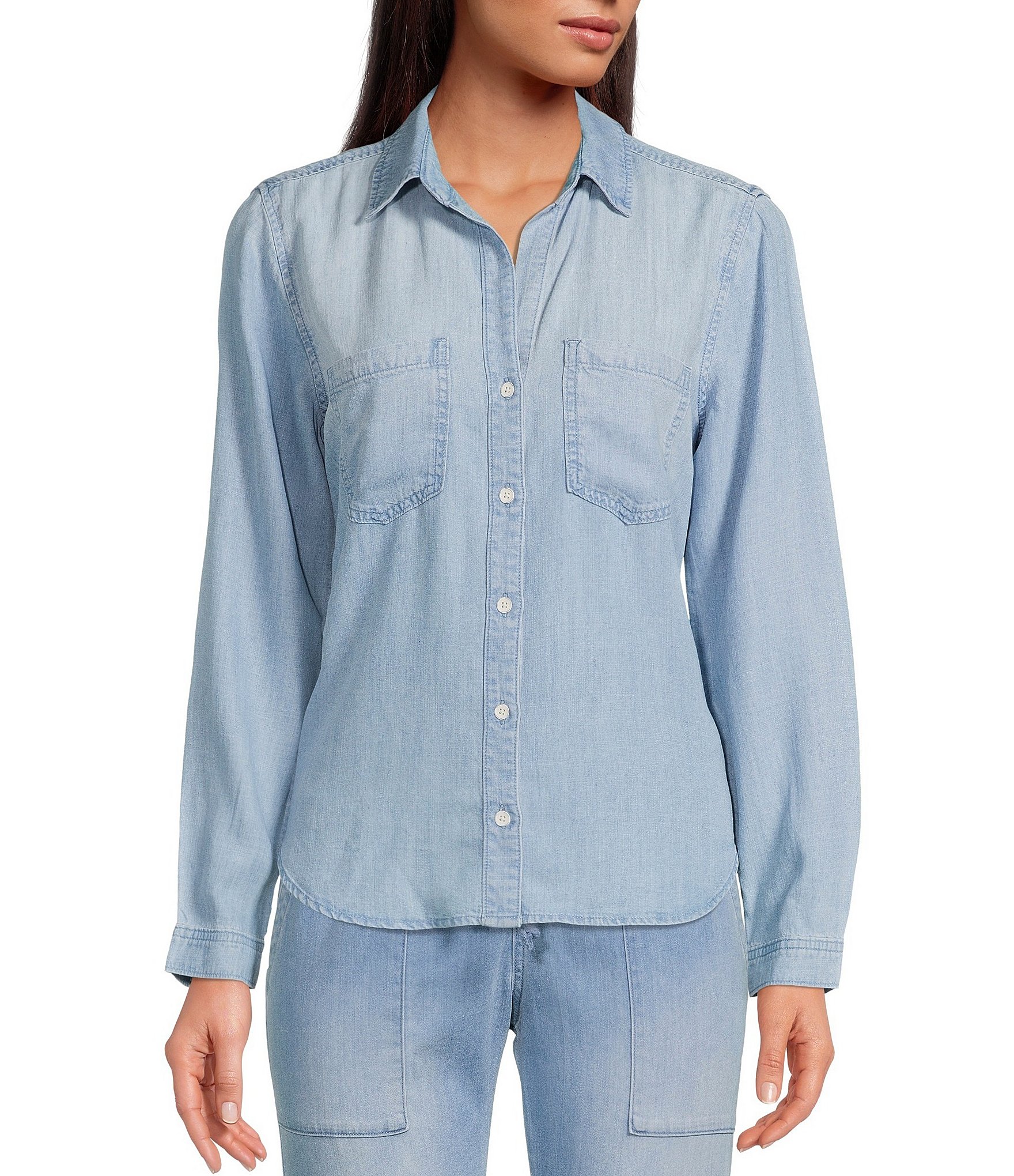 Cloth & Stone Long Sleeve Point Collar Chambray Shirt | Dillard's