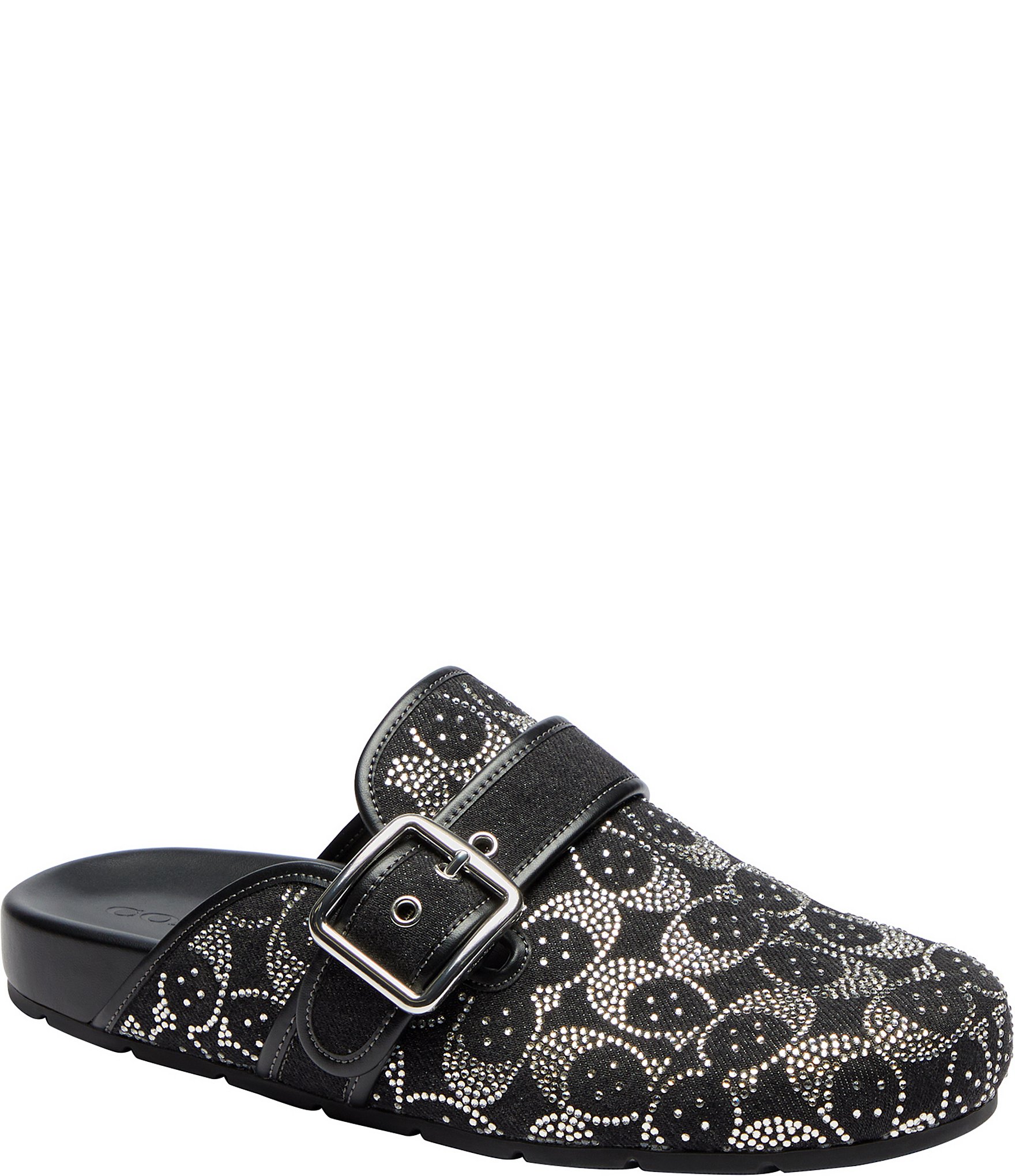 COACH Archival Buckle Crystal Signature Denim Clogs