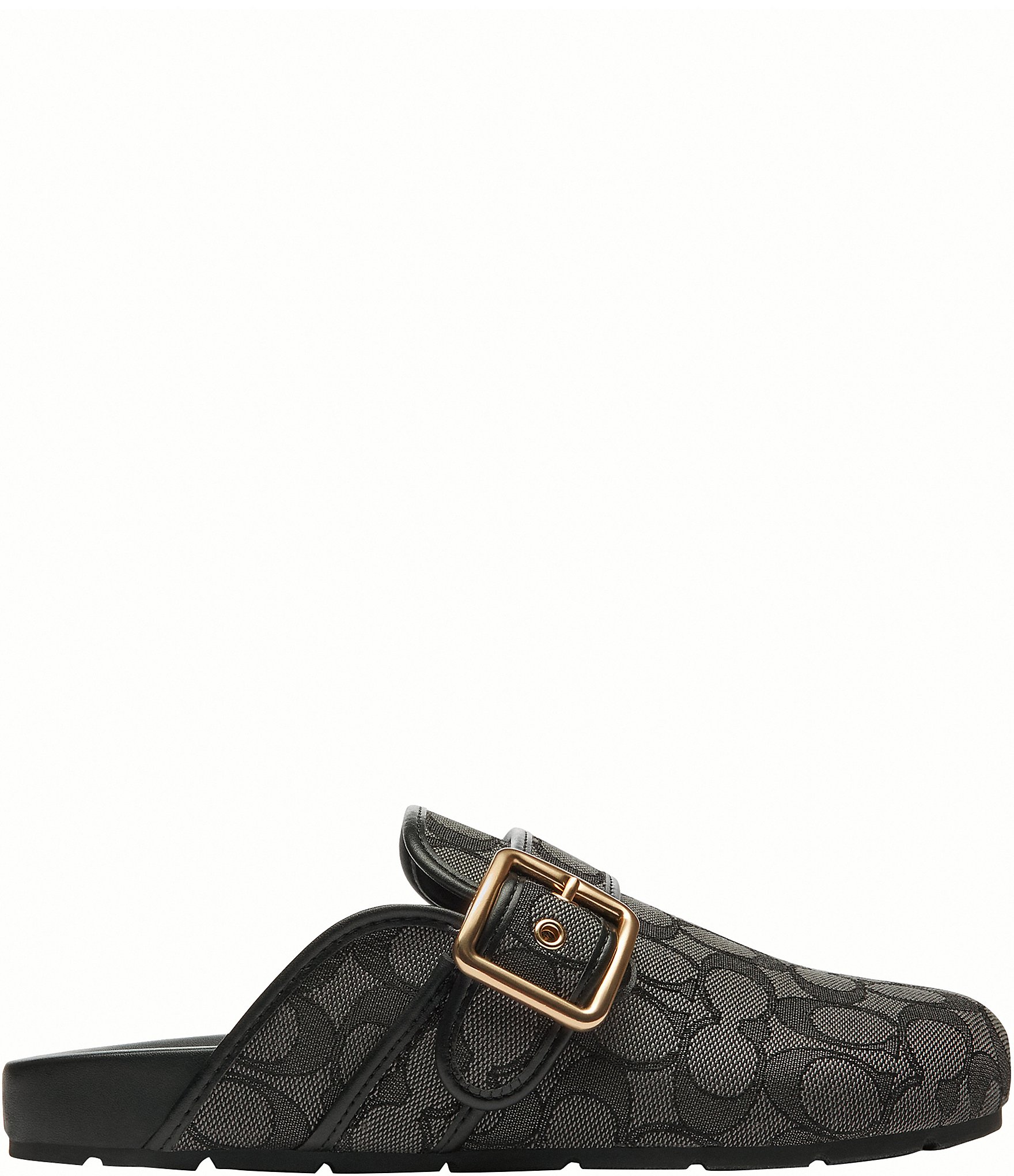 COACH Women's Archival Signature Logo Jacquard Buckle Hardware Clogs