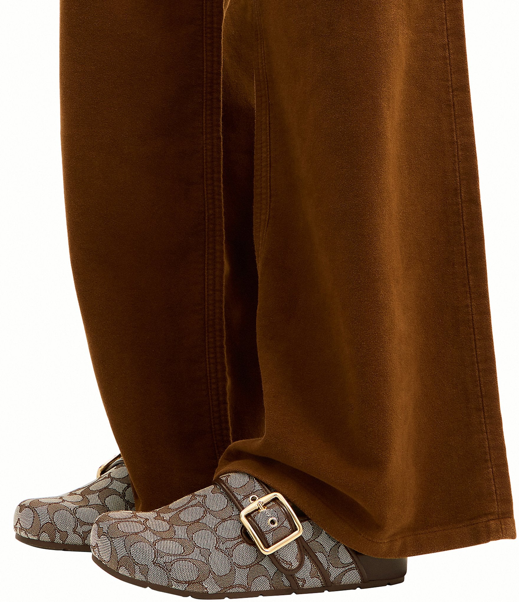 COACH Women's Archival Signature Logo Jacquard Buckle Hardware Clogs