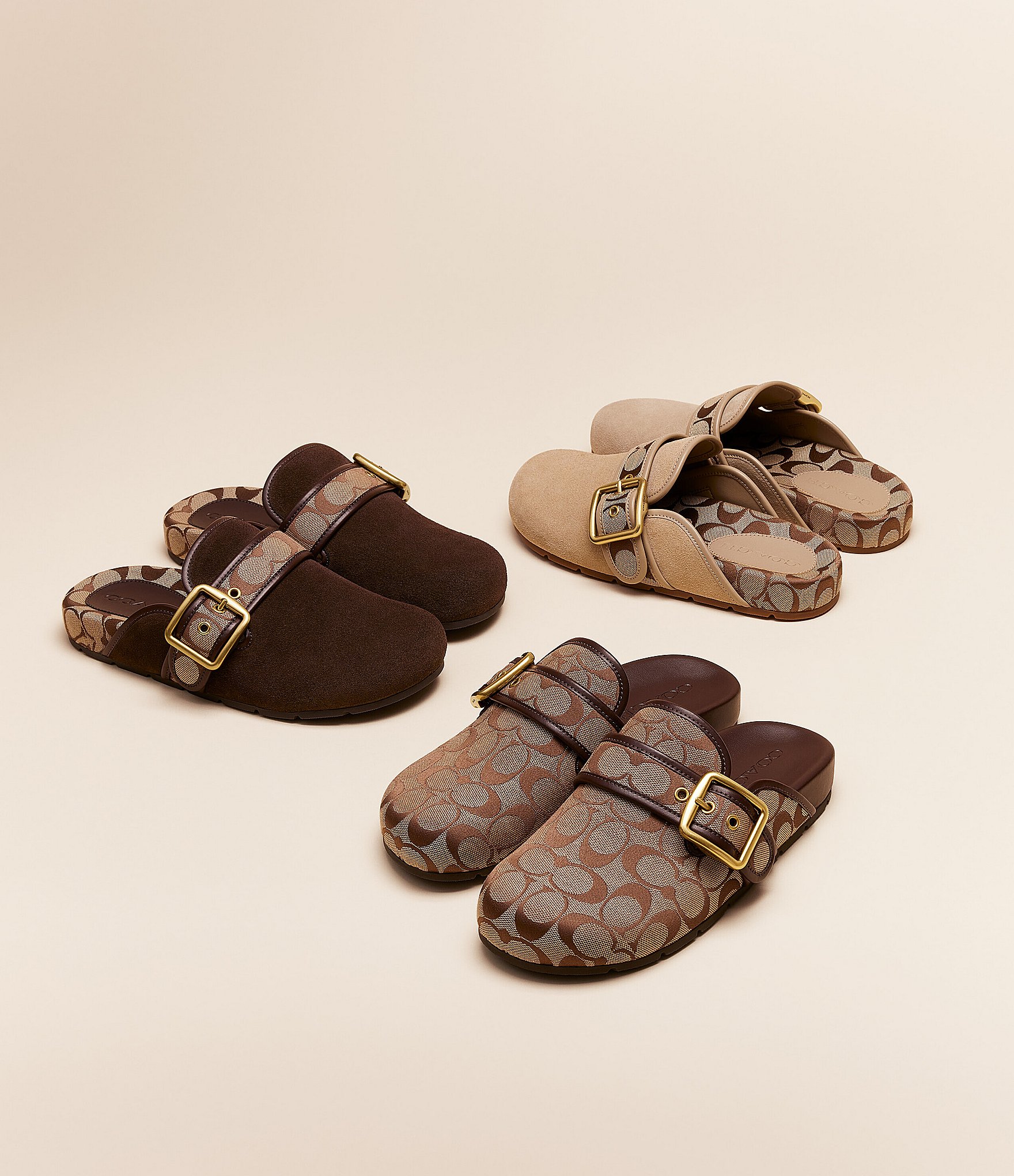 COACH Archival Signature Sateen Jacquard Buckle Clogs