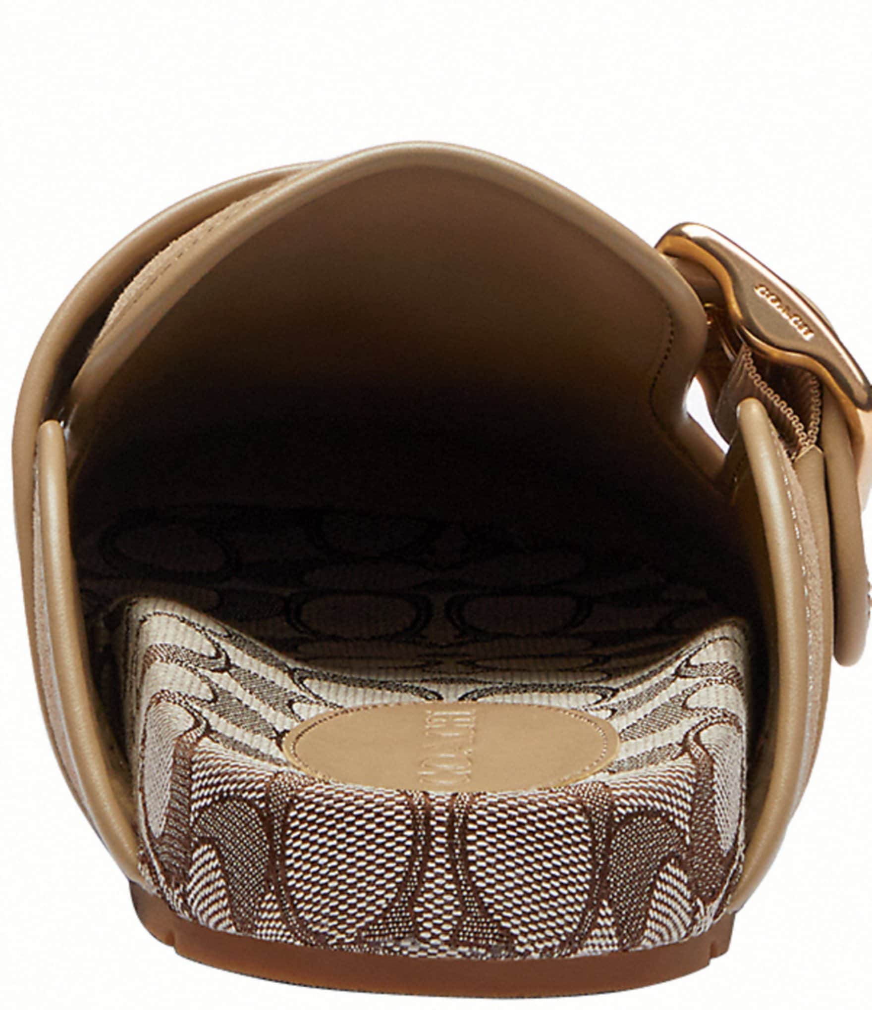 COACH Women's Archival Suede and Signature Jacquard Buckle Hardware Clogs