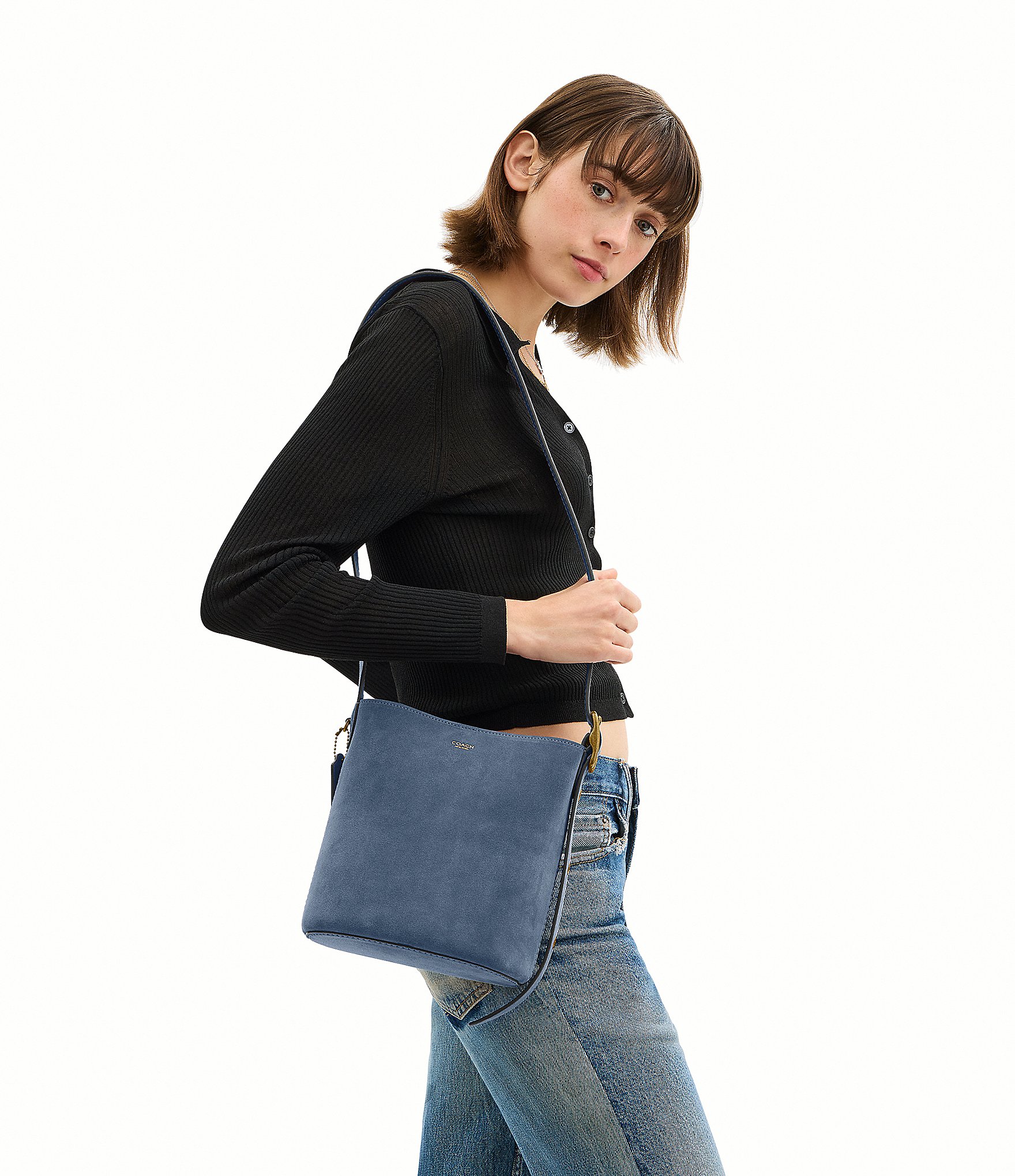 COACH Bleecker 21 Suede Bucket Bag