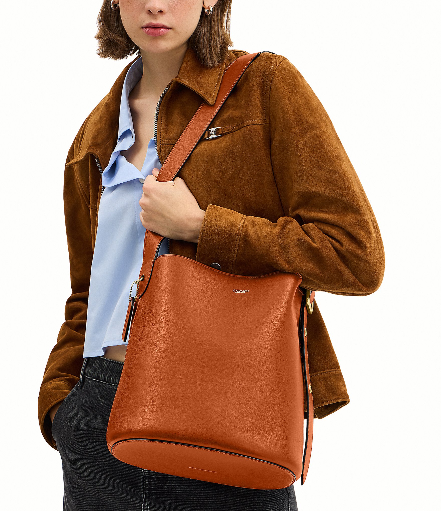 COACH Bleeker Leather Bucket Bag