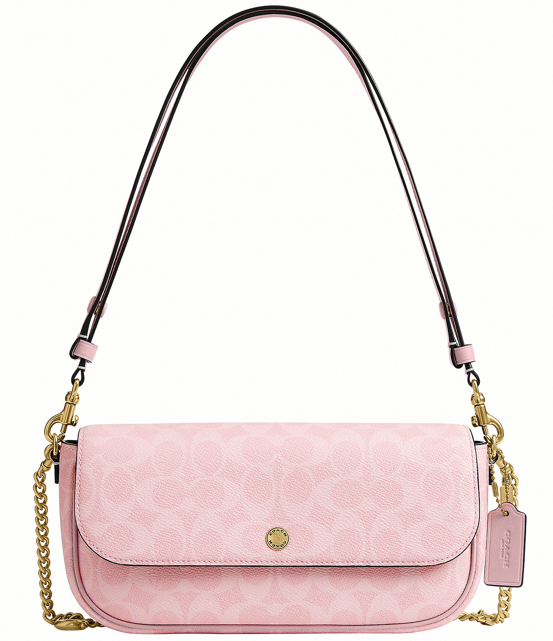 COACH Boxed Brook Signature Canvas Flap Charm Chain Shoulder Bag