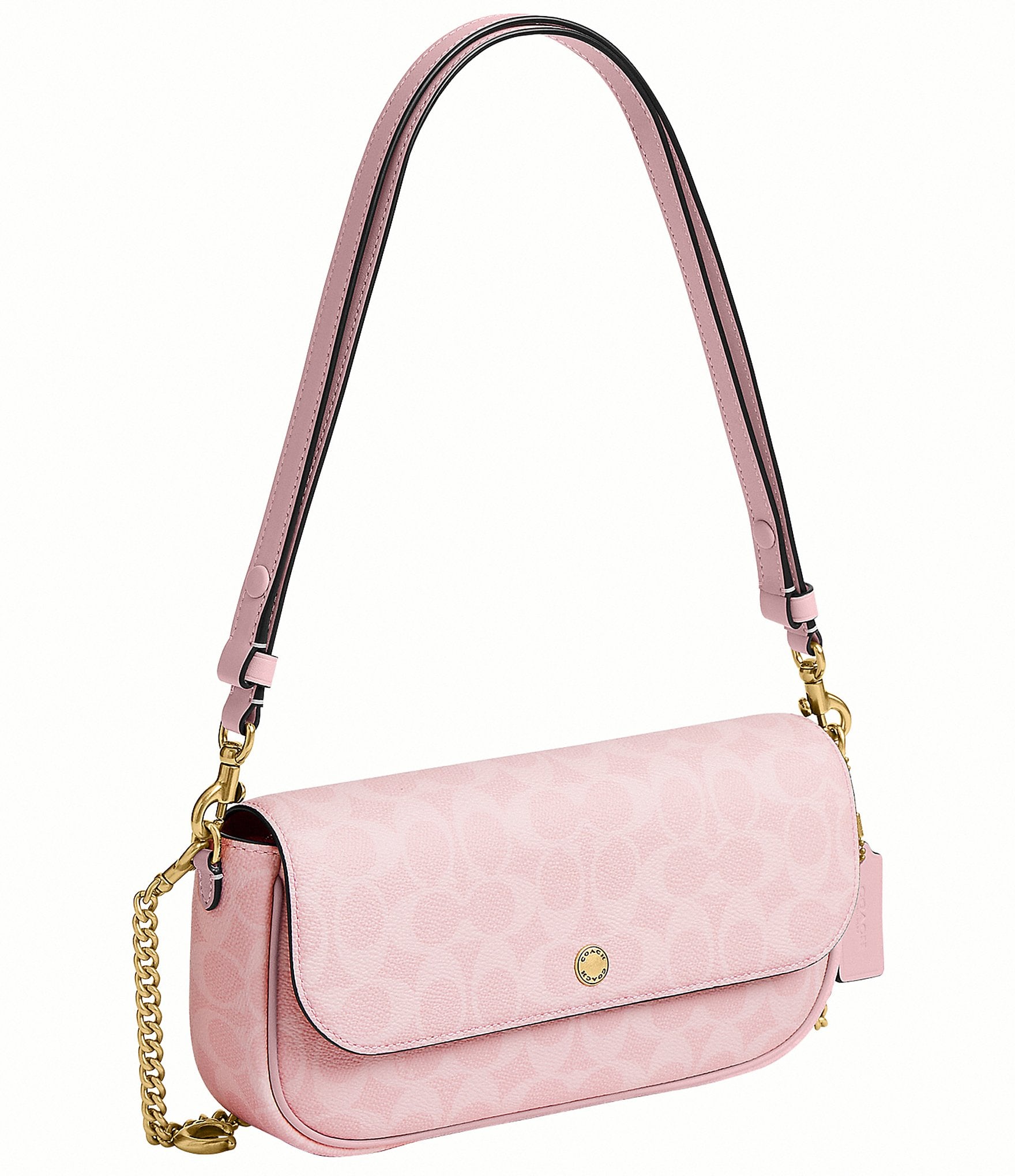 COACH Boxed Brook Signature Canvas Flap Charm Chain Shoulder Bag