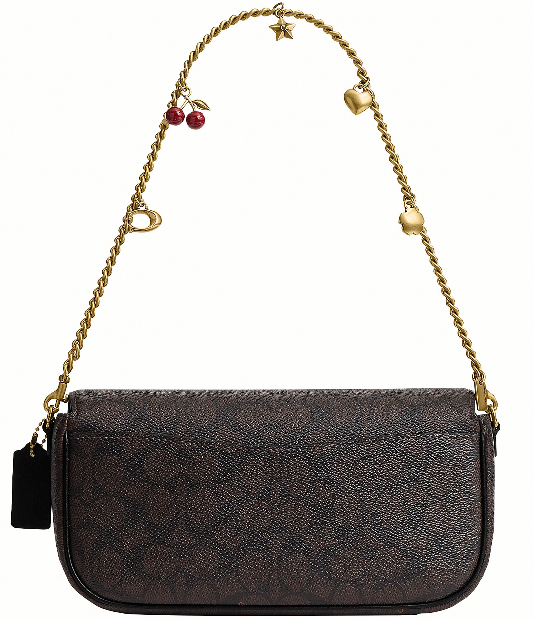 COACH Brook Signature Canvas Flap Charm Chain Shoulder Bag