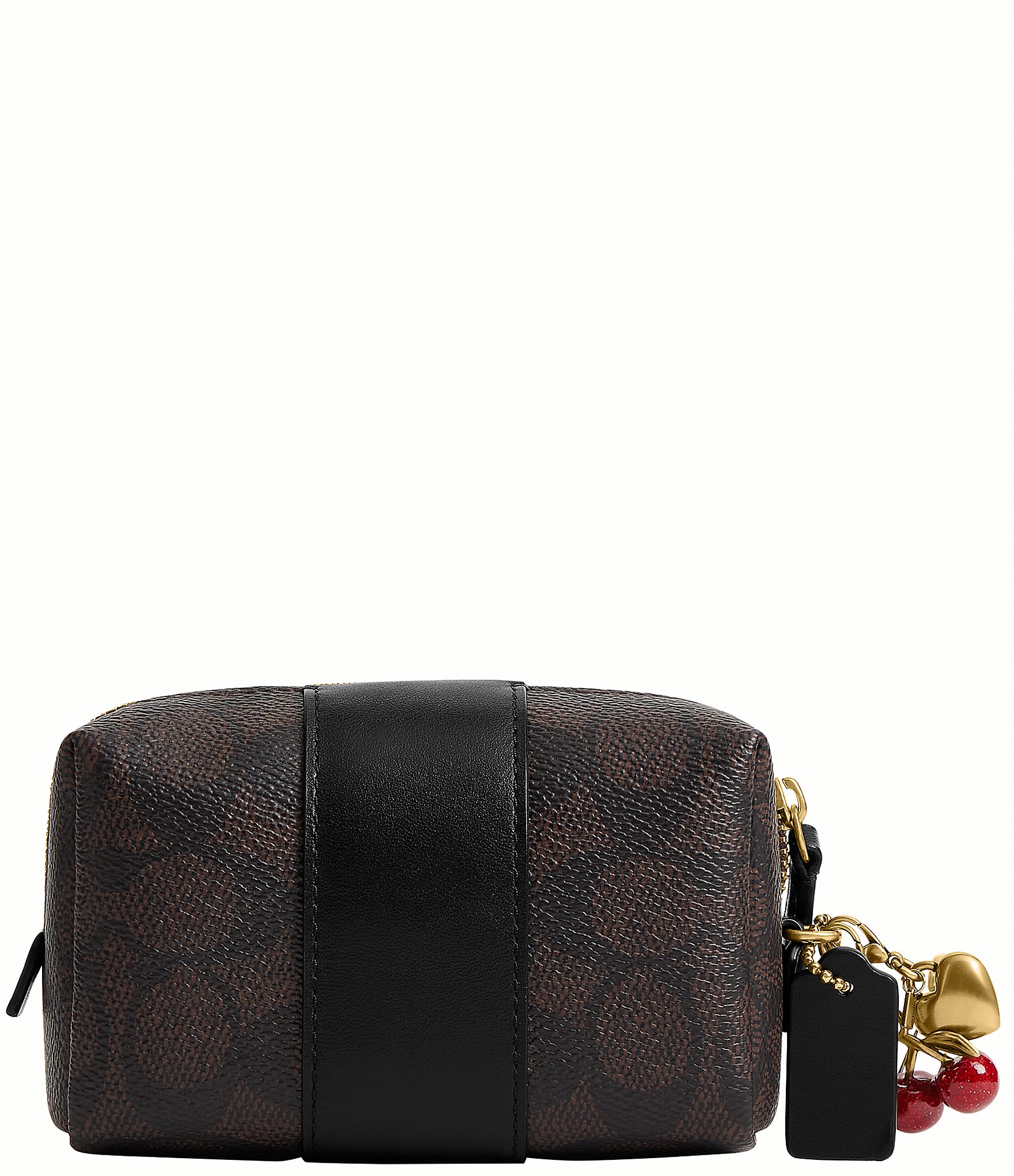 COACH Boxed Essential Signature Canvas Mini Cosmetic Cherry Charm Pouch