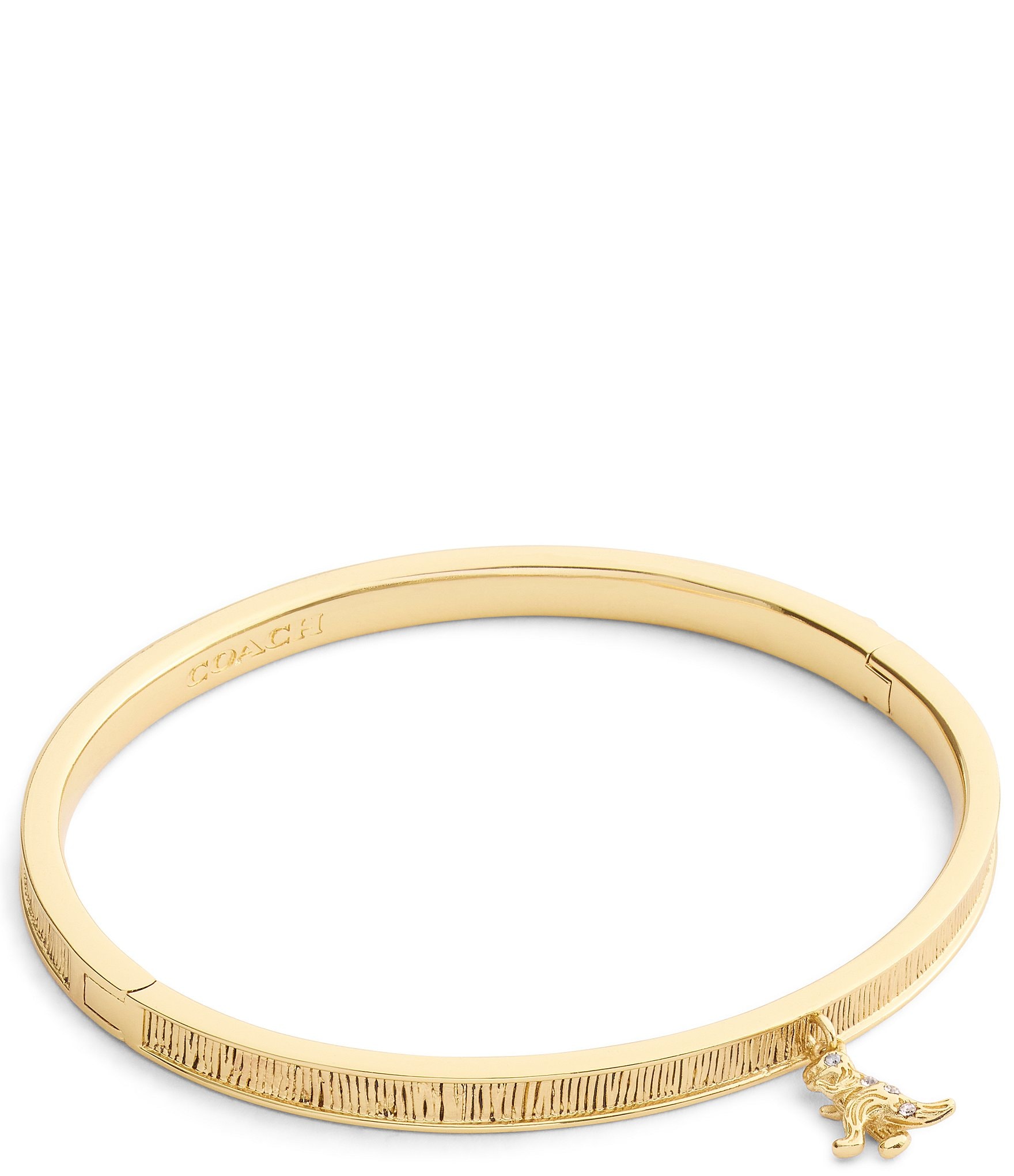 COACH Brushed Signature Rexy Charm Bangle Bracelet