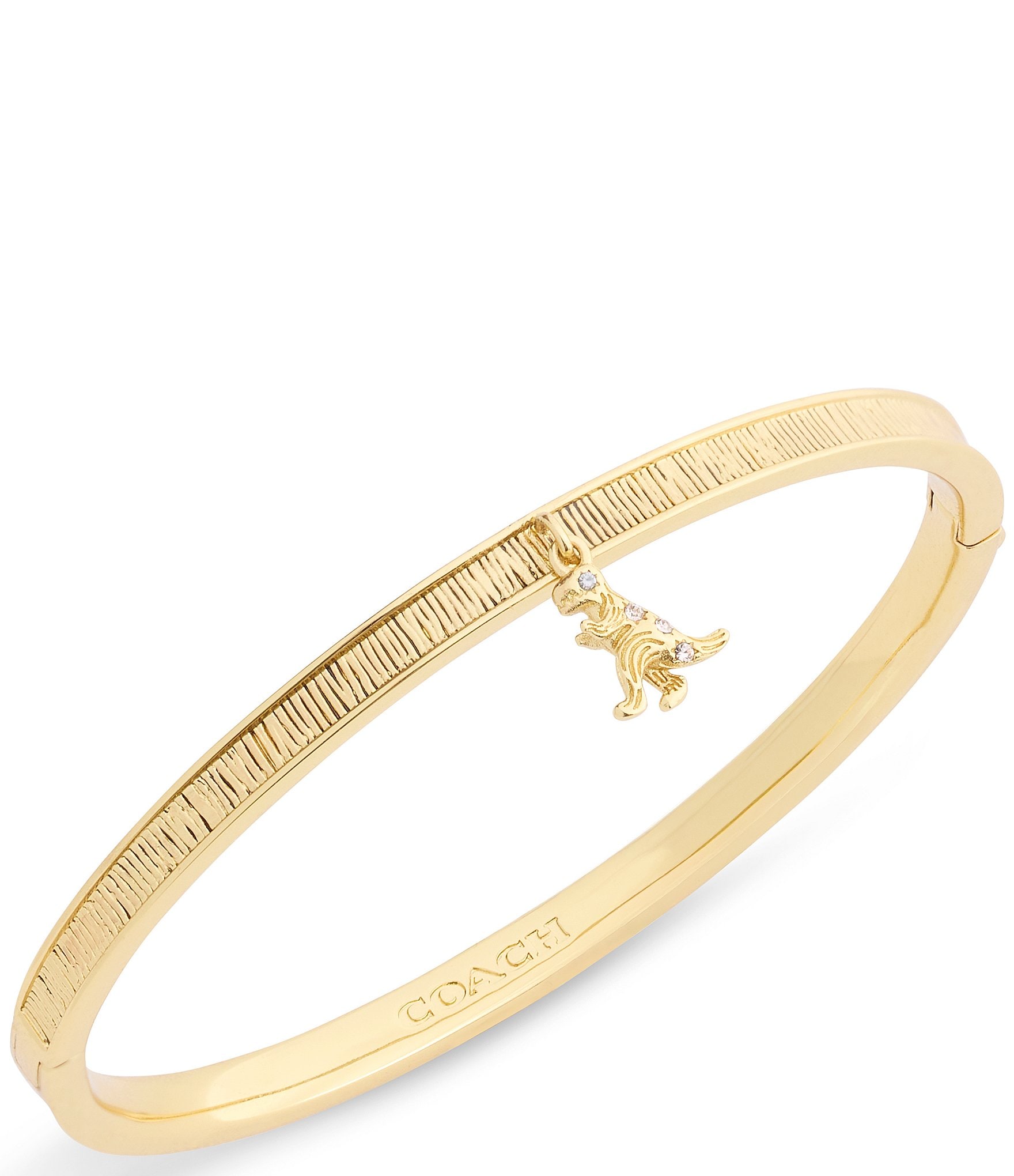 COACH Brushed Signature Rexy Charm Bangle Bracelet