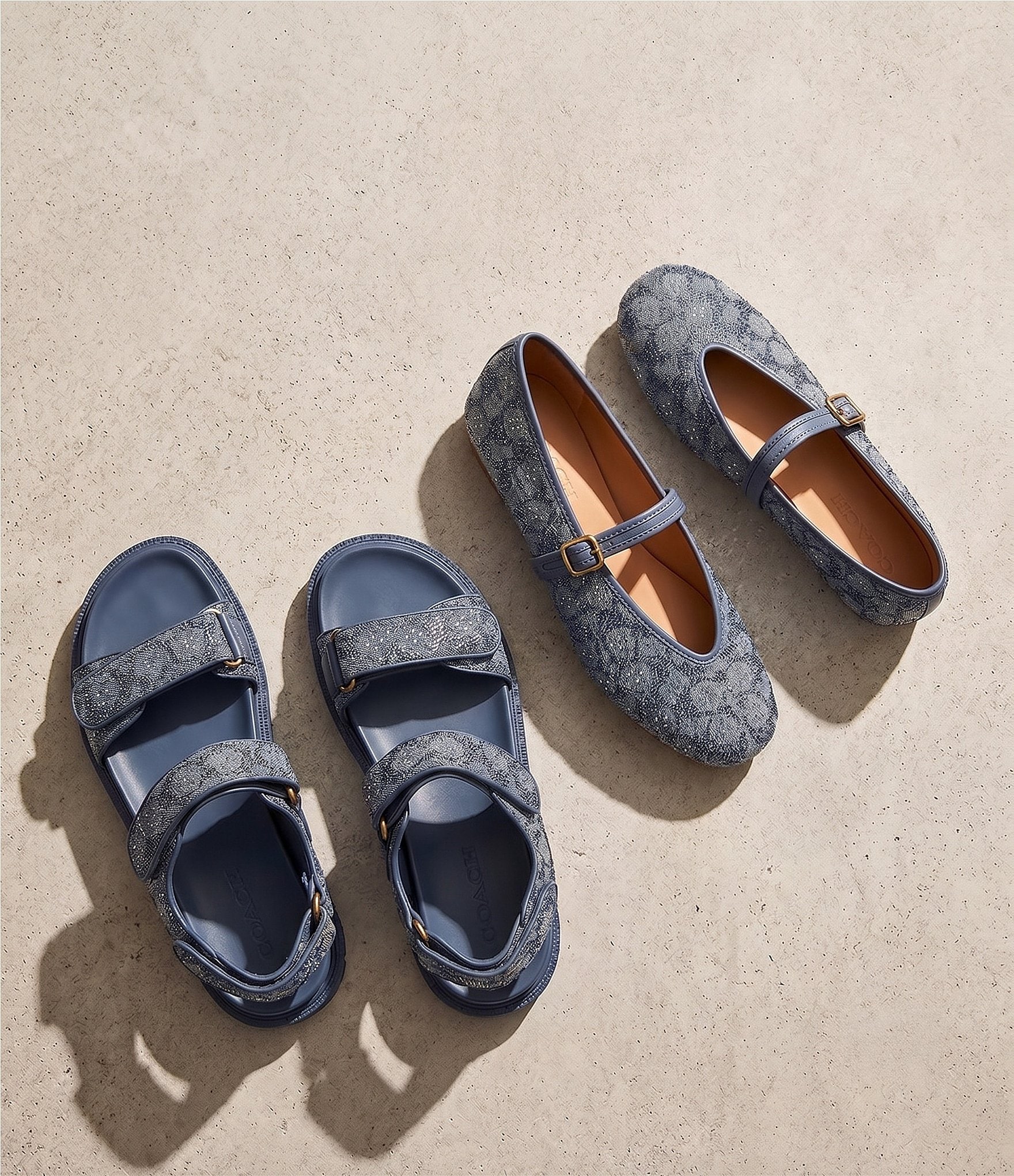 COACH Brynn Crystal Signature Denim Sandals