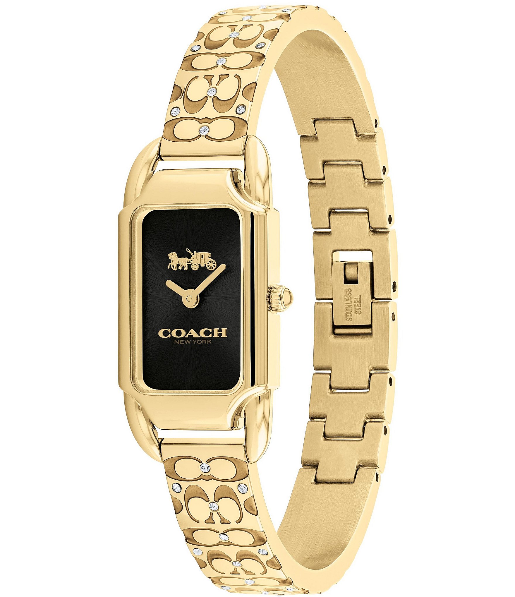 COACH Cadie Signature Logo Crystal Quartz Analog Bracelet Watch