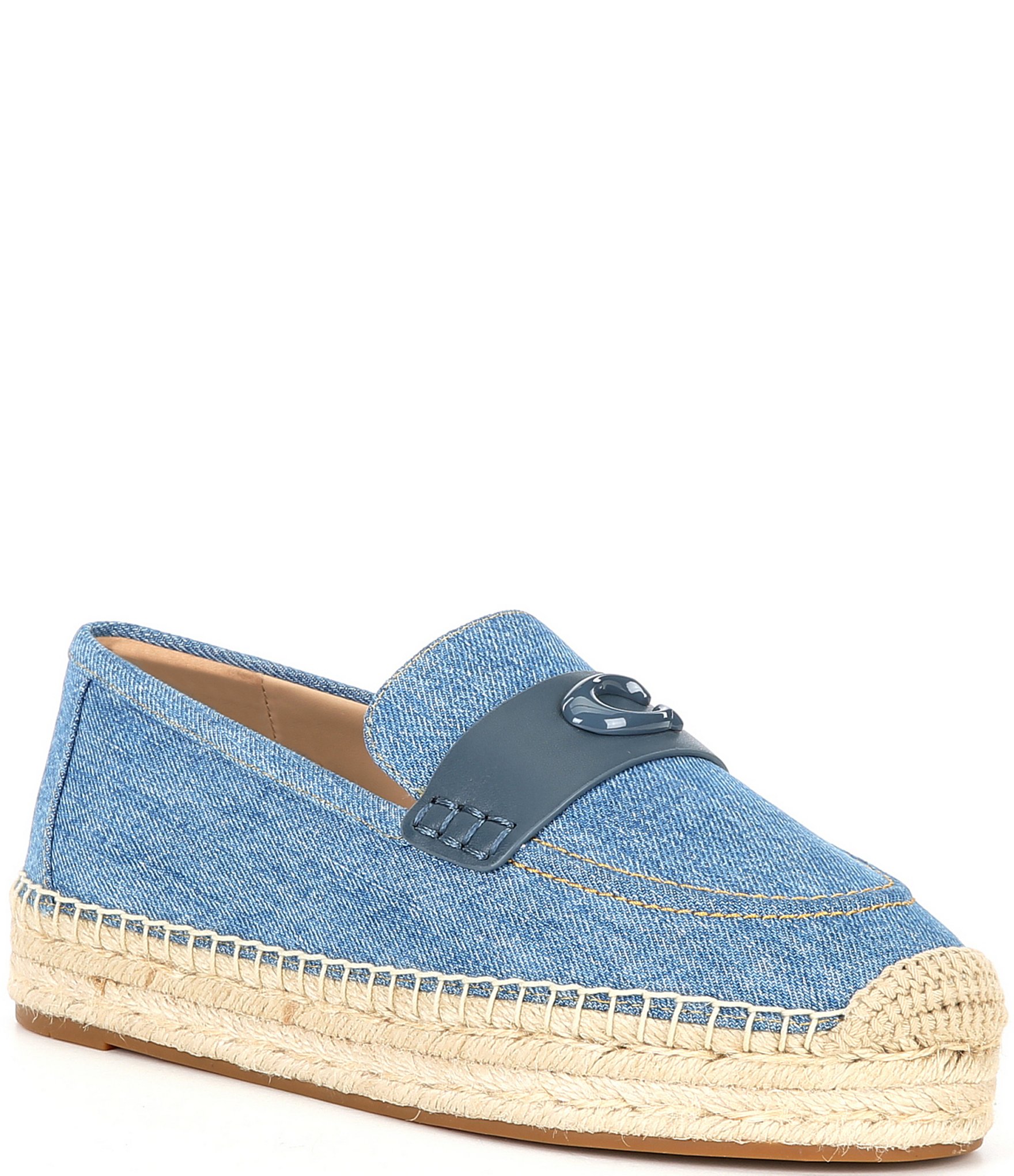 COACH Camilla Denim Espadrille Slip On Flats Dillard s