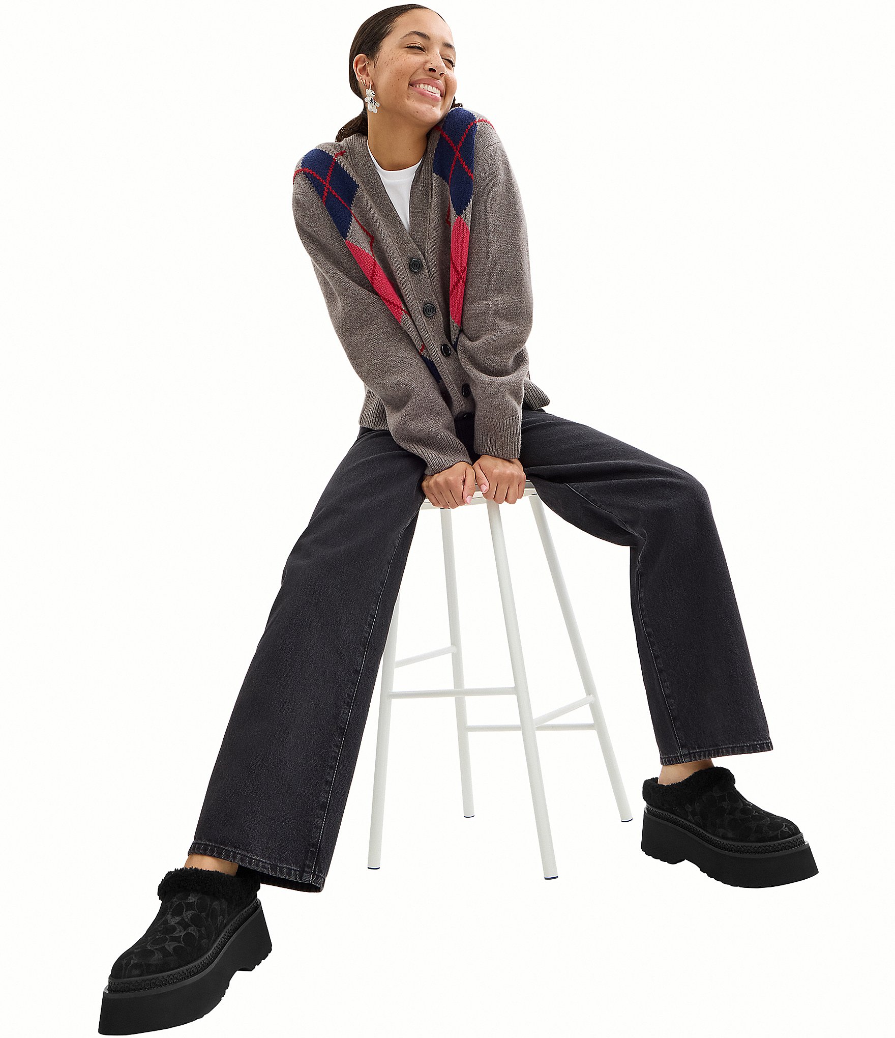 COACH Cecelia Signature Suede and Wool Platform Clogs