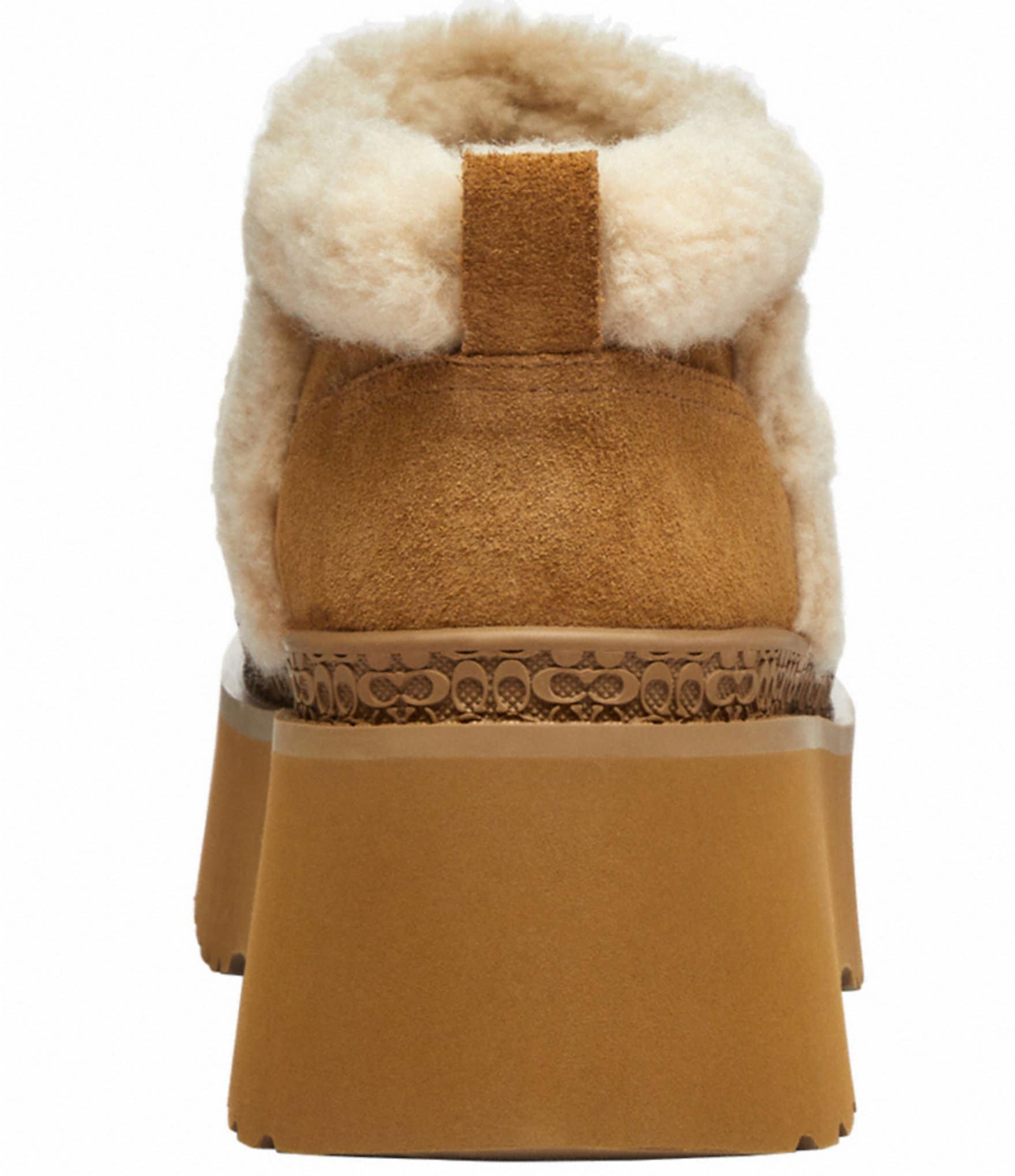 COACH Christina Signature Logo Suede Shearling Platform Booties