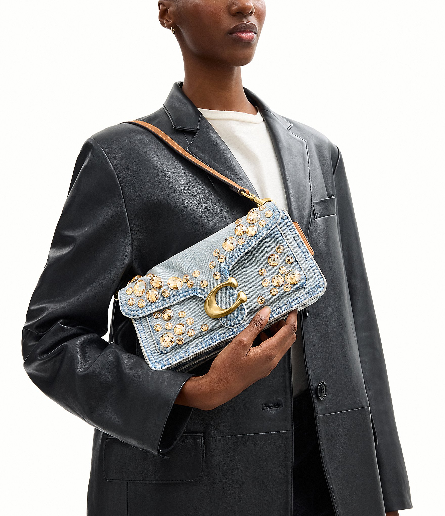 COACH Crystal Denim Tabby Shoulder Bag 26