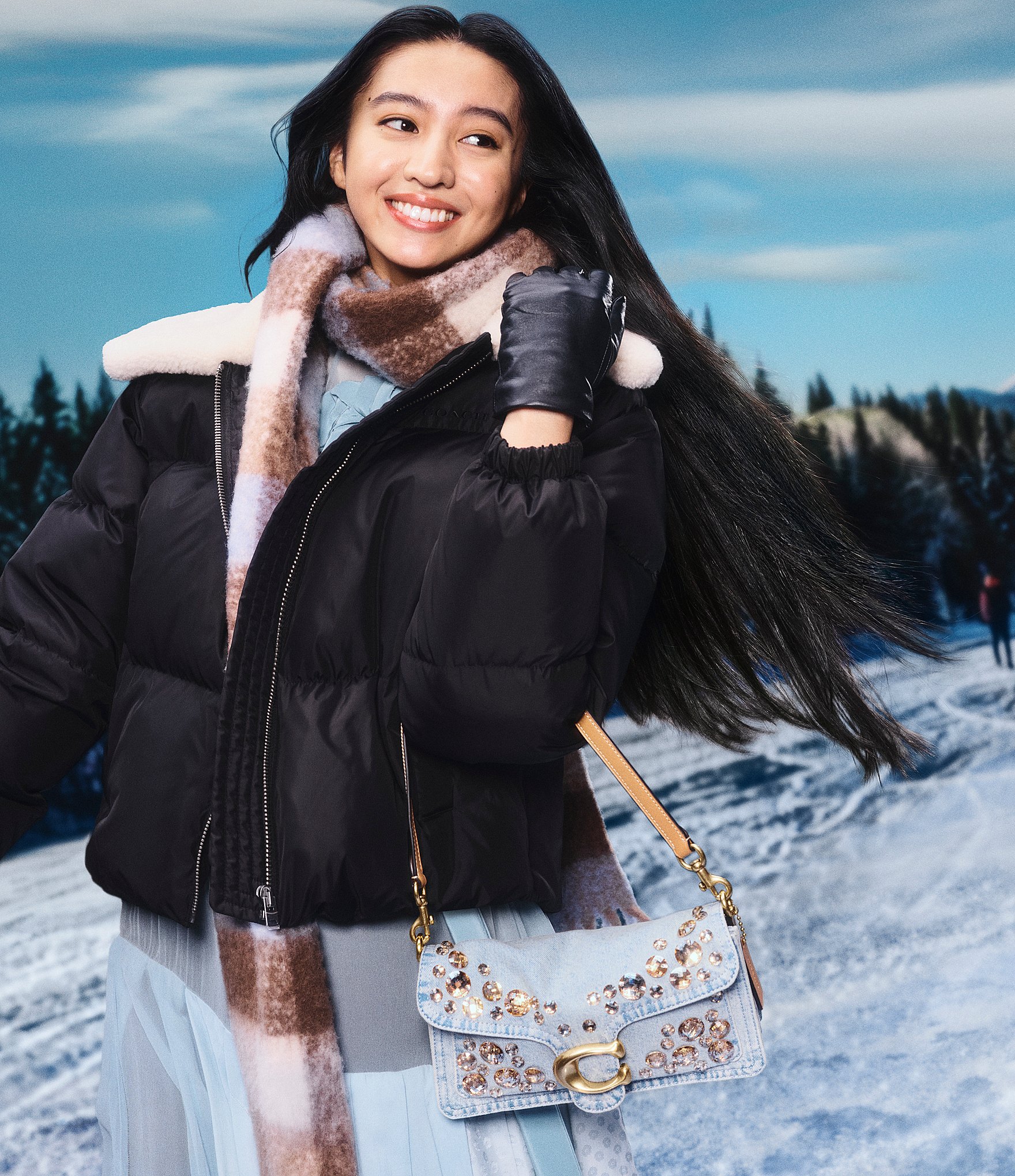 COACH Crystal Denim Tabby Shoulder Bag 26