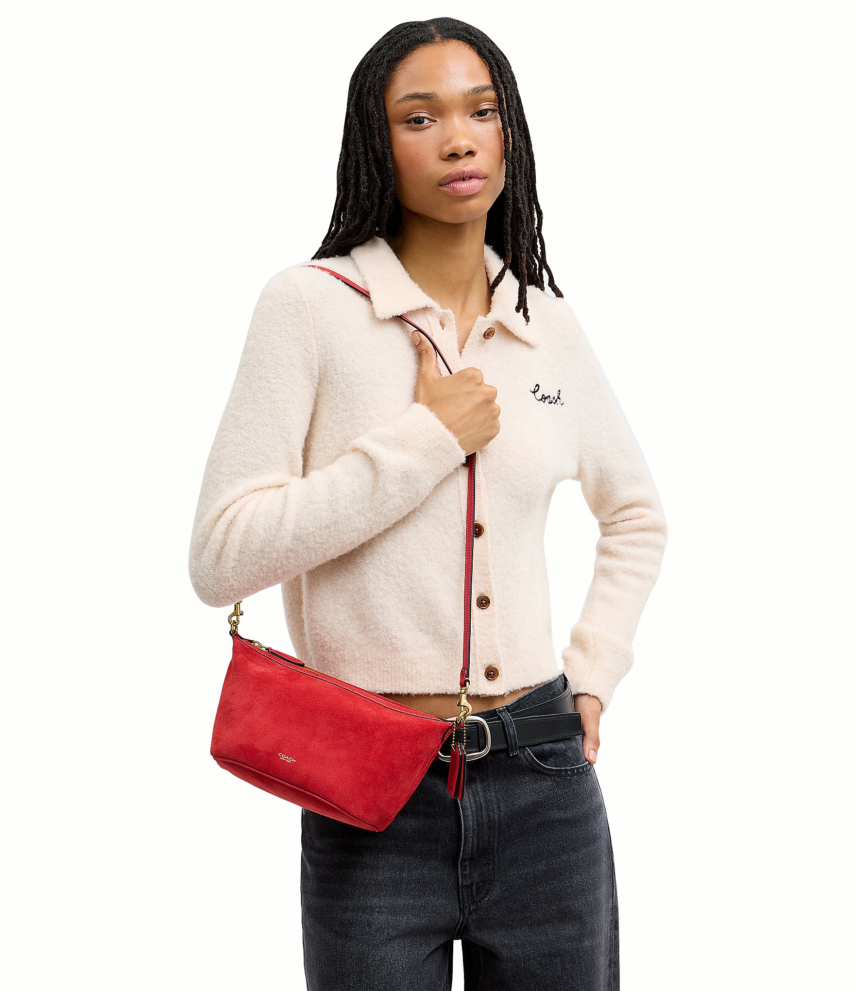 COACH Demi Suede Shoulder Bag