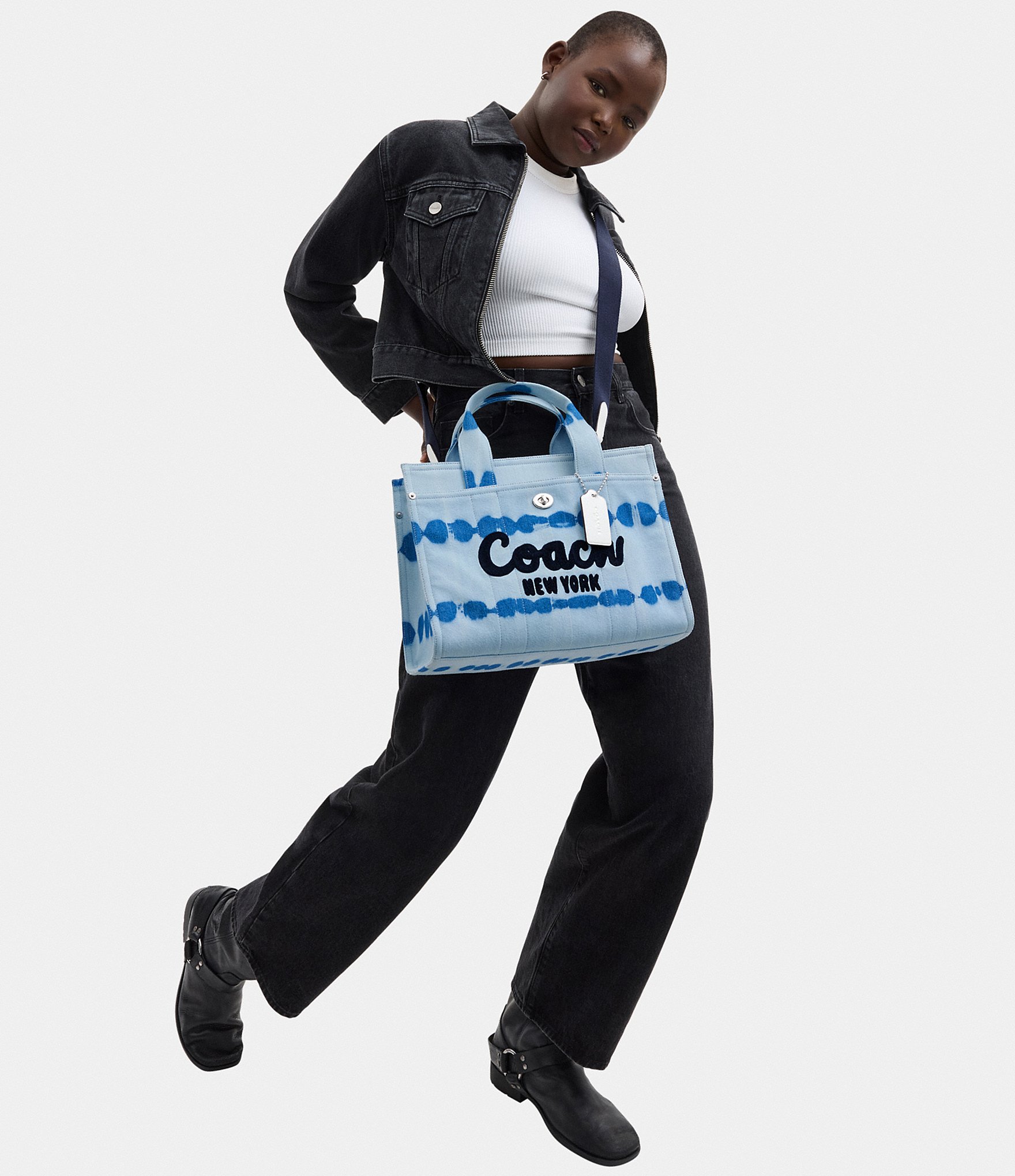 COACH Denim Tie Dye Cargo Tote Bag