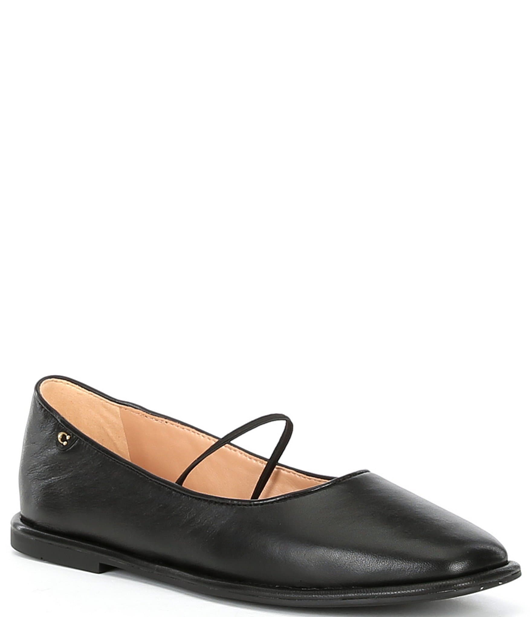 COACH Emilia Leather Square Toe Mary Jane Flats | Dillard's