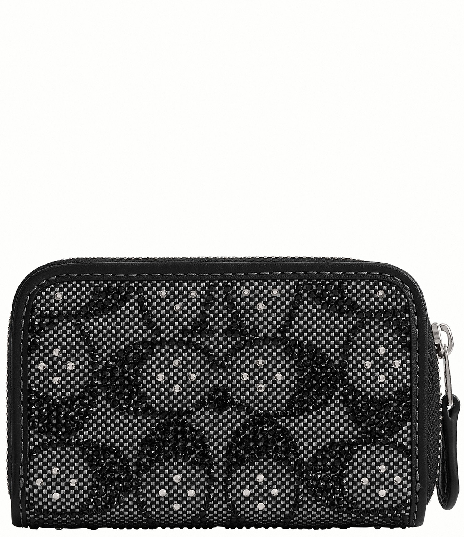 COACH Essential Small Zip Around Crystal Signature Jacquard Contrast Trim Wallet