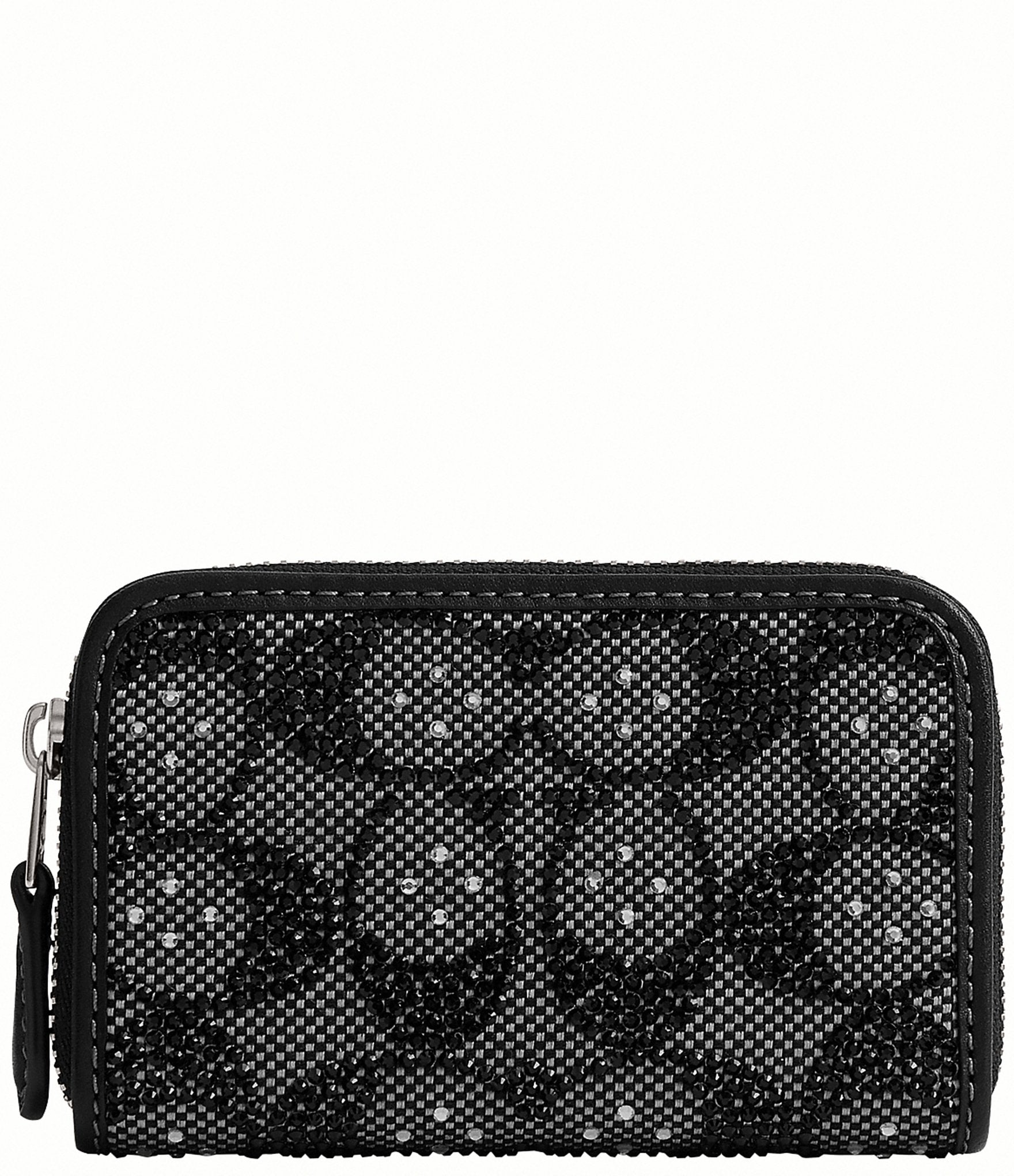 COACH Essential Small Zip Around Crystal Signature Jacquard Contrast Trim Wallet